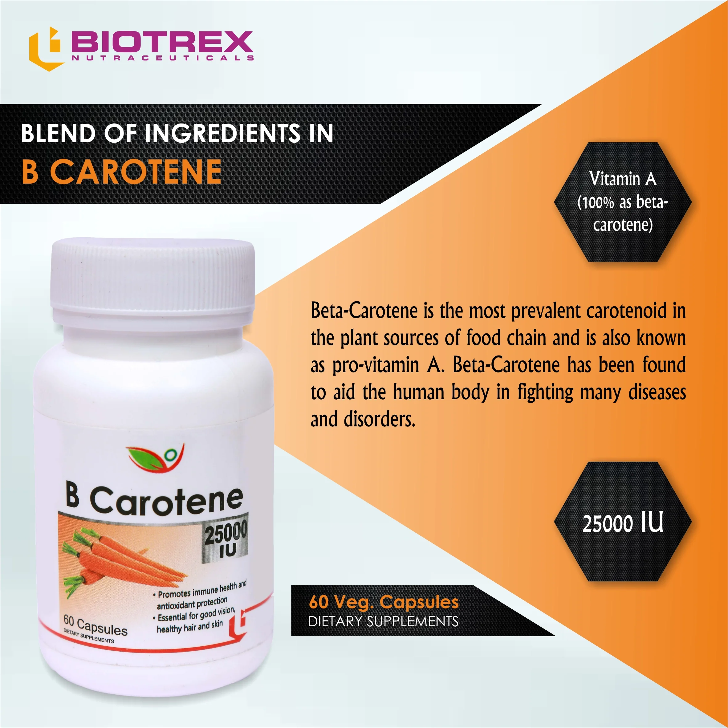 Biotrex Beta Carotene 25000IU - 60 Capsules - Image 5