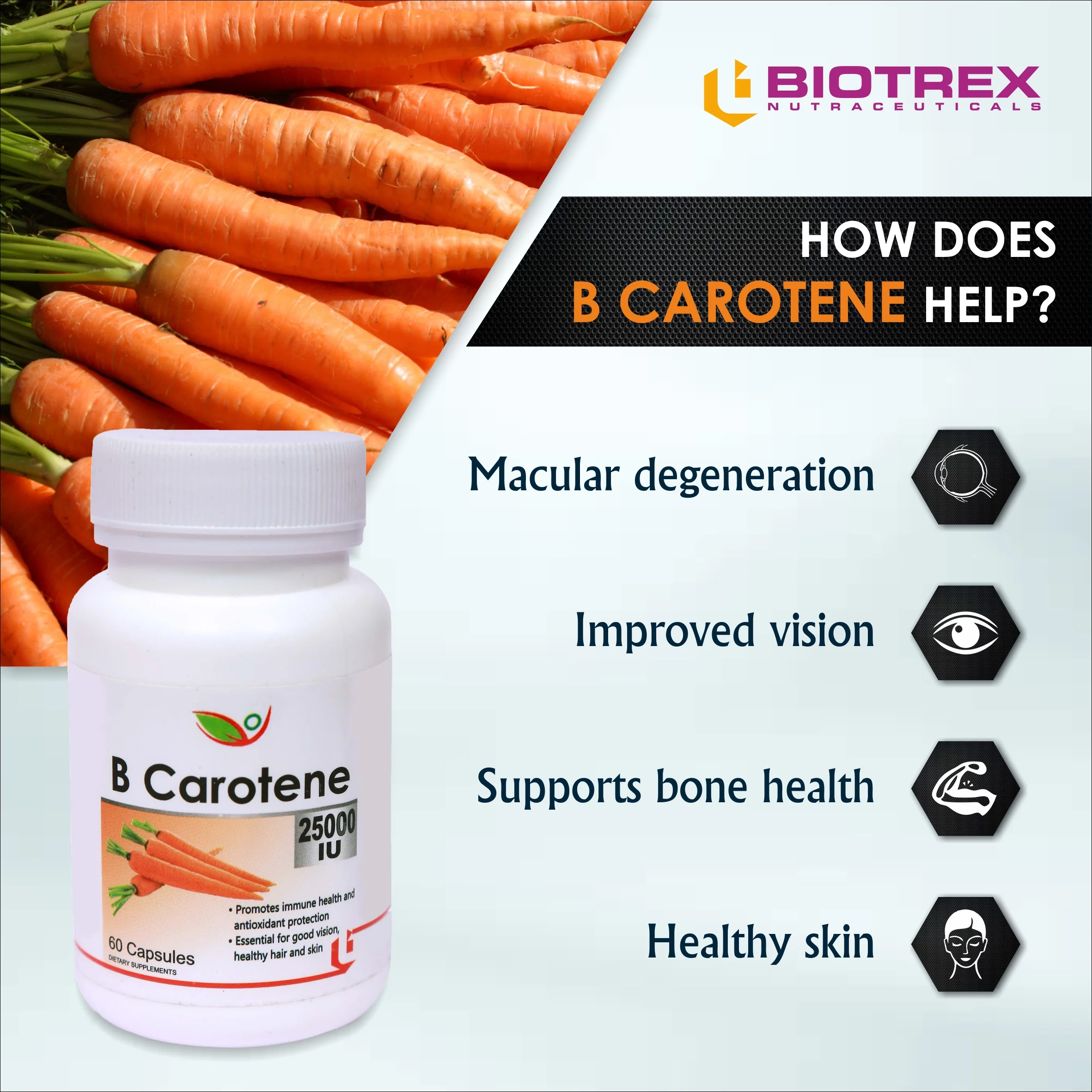 Biotrex Beta Carotene 25000IU - 60 Capsules - Image 6