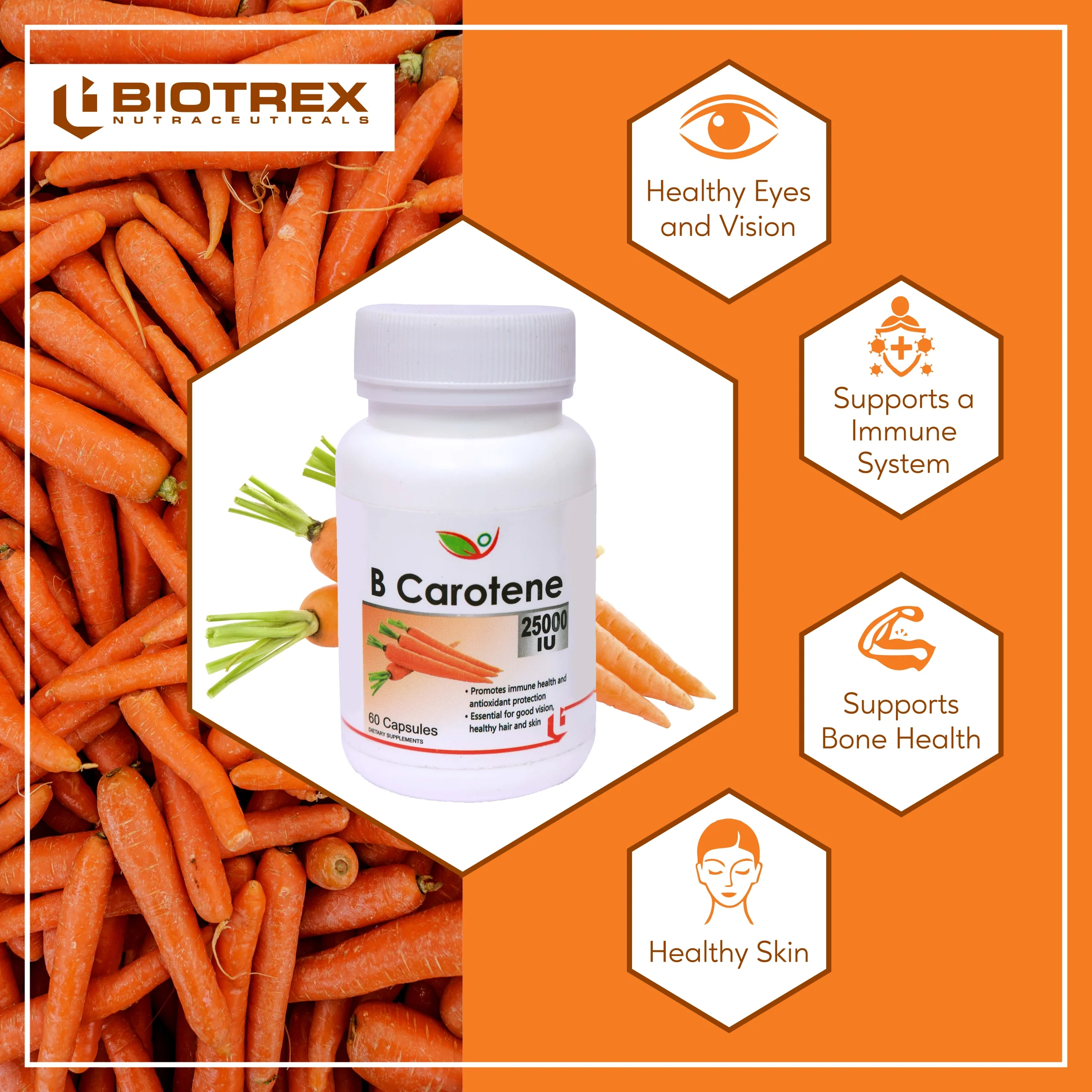 Biotrex Beta Carotene 25000IU - 60 Capsules - Image 7