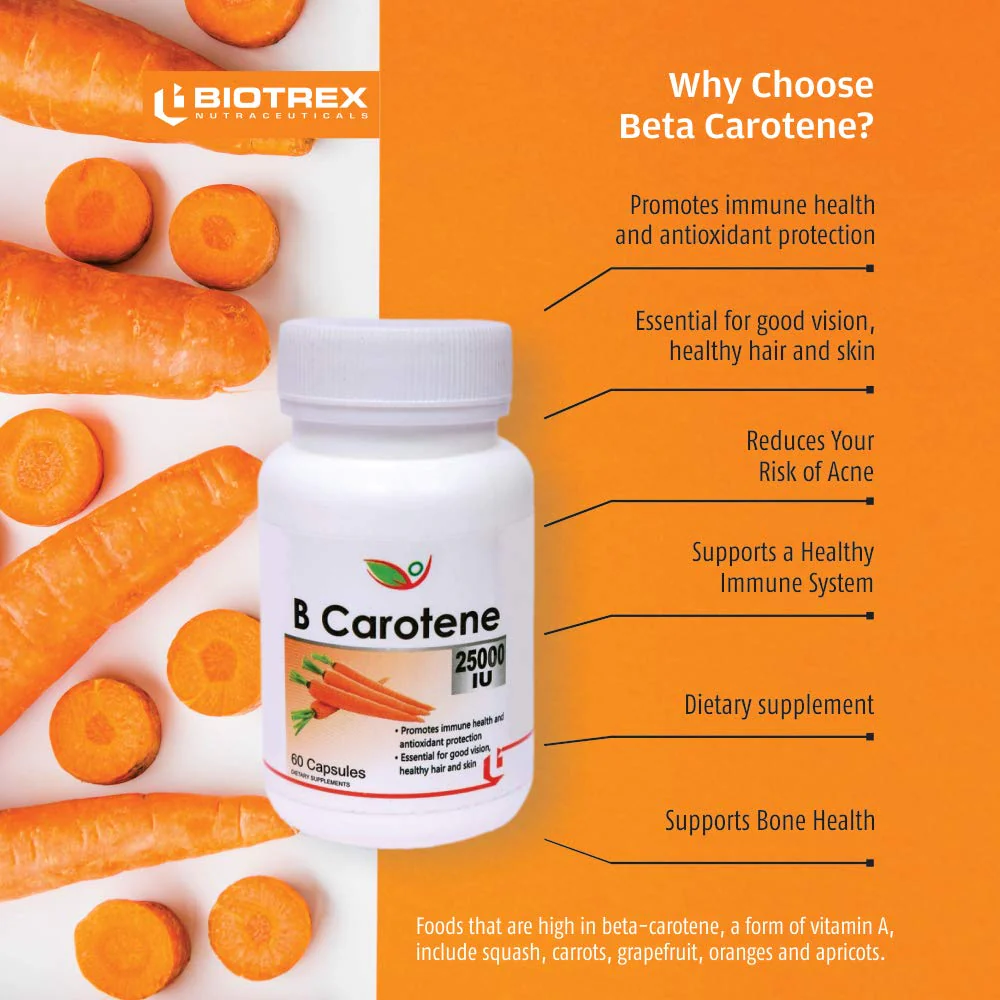 Biotrex Beta Carotene 25000IU - 60 Capsules - Image 9