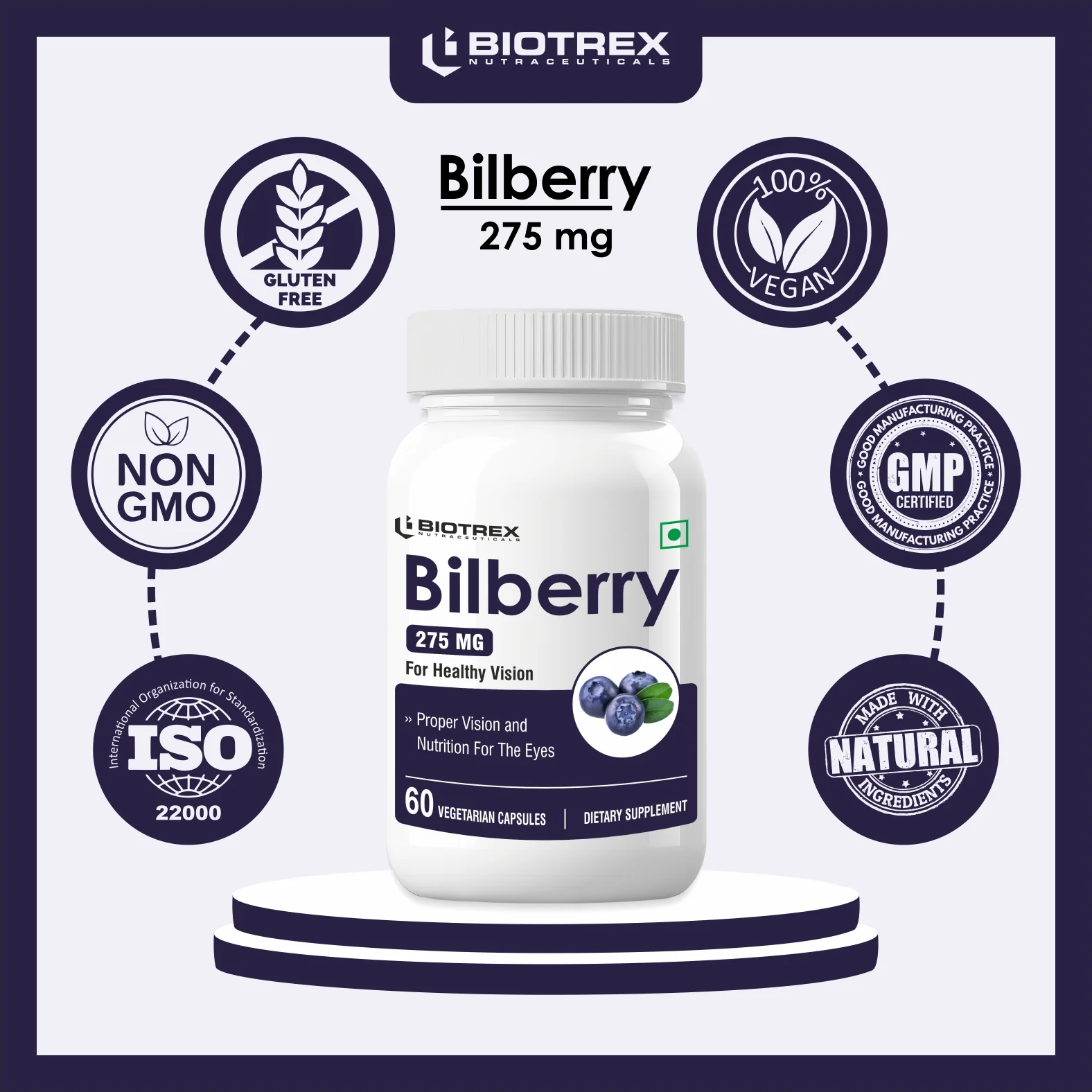 Biotrex Bilberry 275mg - 60 Capsules - Image 7