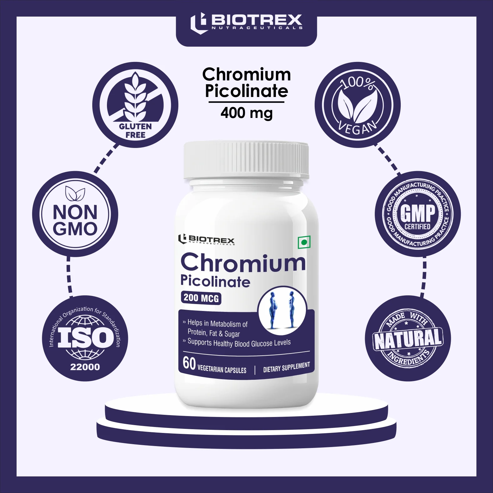 Biotrex Chromium Picolinate 200mcg - 60 Capsules - Image 7