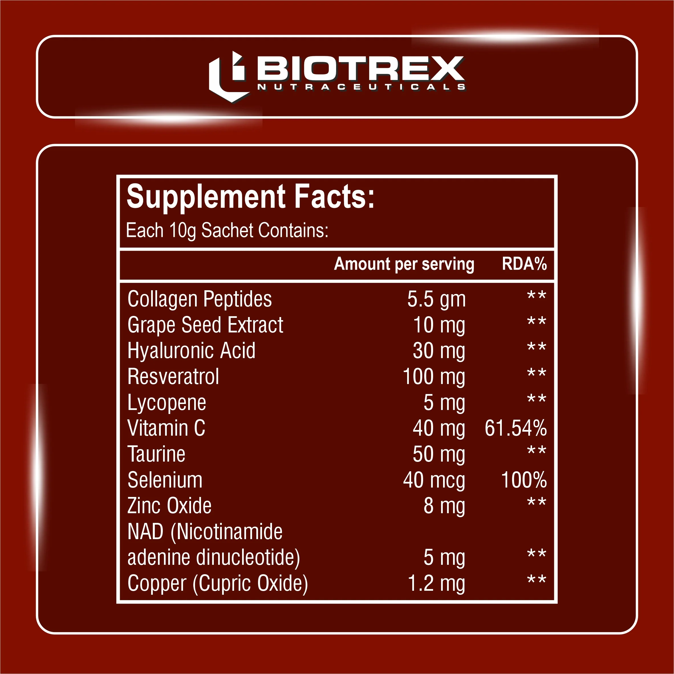 Biotrex Collagen Powder Supplement - 15 Sachets For Men & Women, Marine Collagen Powder Supports Healthy Skin, Luscious Hair, Flexible Joints, Shiny Nails, Cranberry Flavour - Image 3