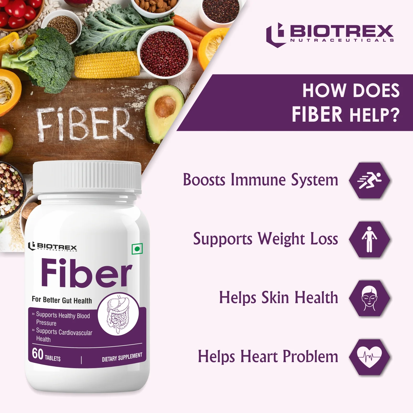 Biotrex Fiber Supplement - 60 Tablets - Image 6