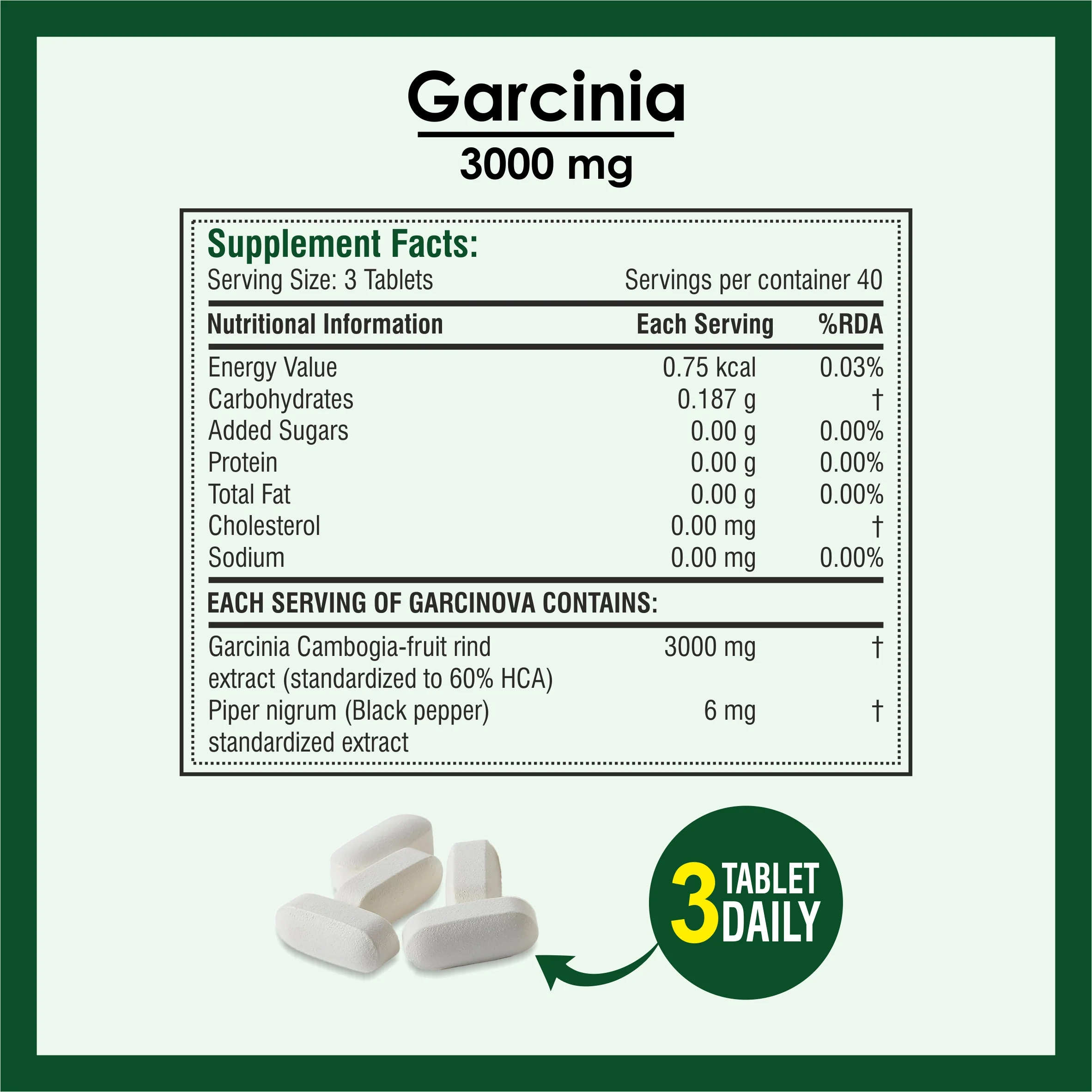 Biotrex Garcinia Cambogia 3000mg 60% HCA With 6mg Piperine, Supports Metabolism & Enery Levels, Healthy Weight Management - 120 Tablets - Image 4