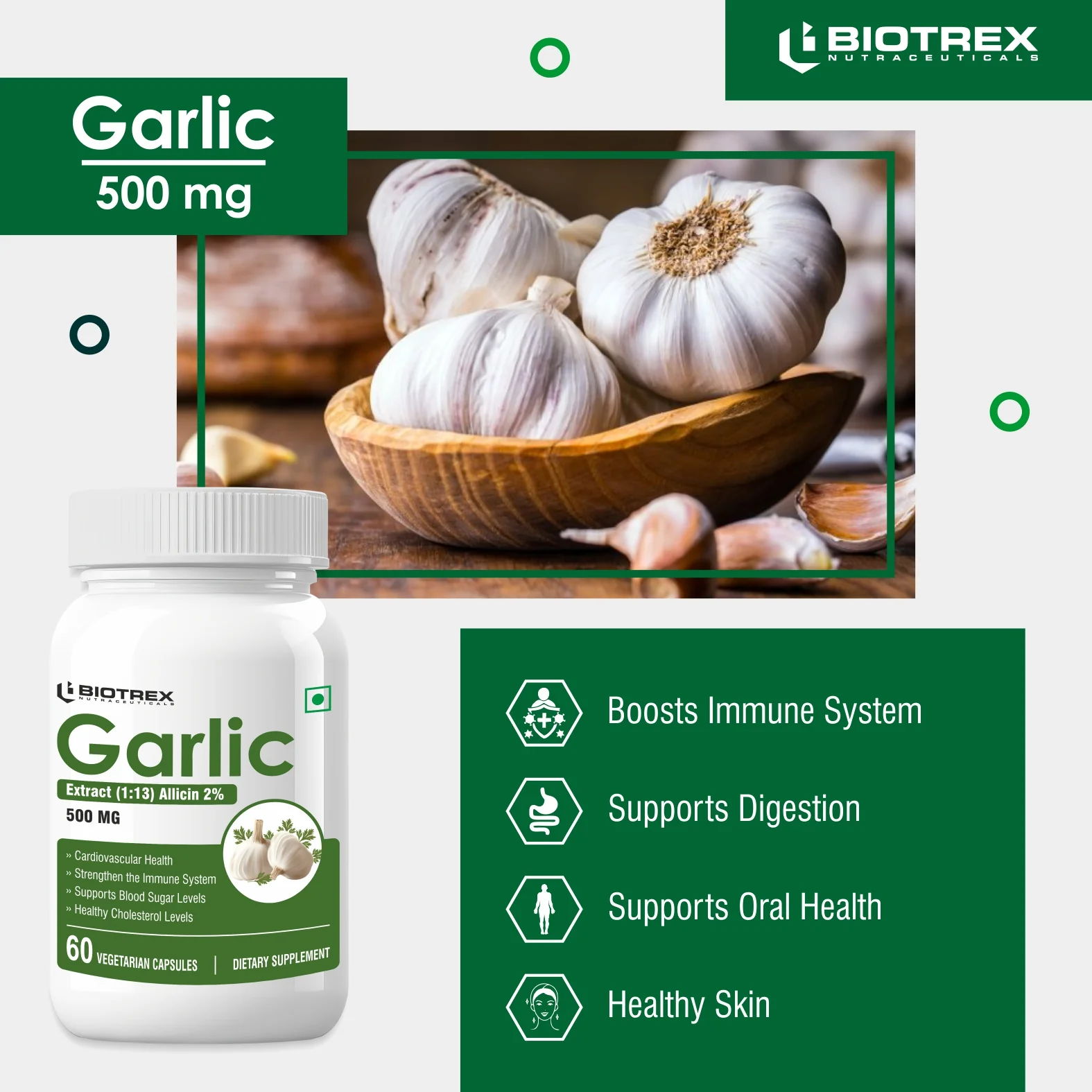 Biotrex Garlic 500mg - 60 Capsules - Image 5