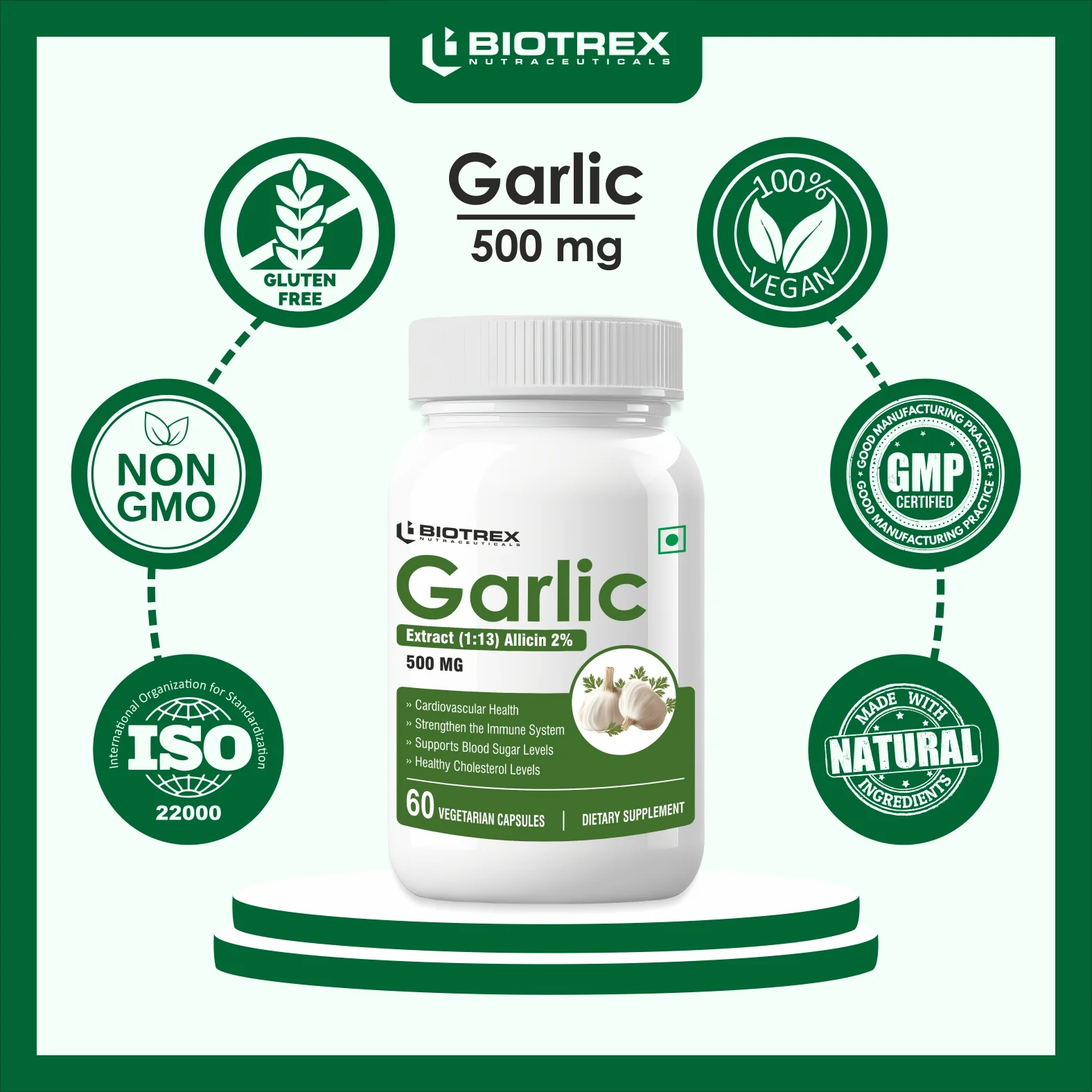 Biotrex Garlic 500mg - 60 Capsules - Image 7