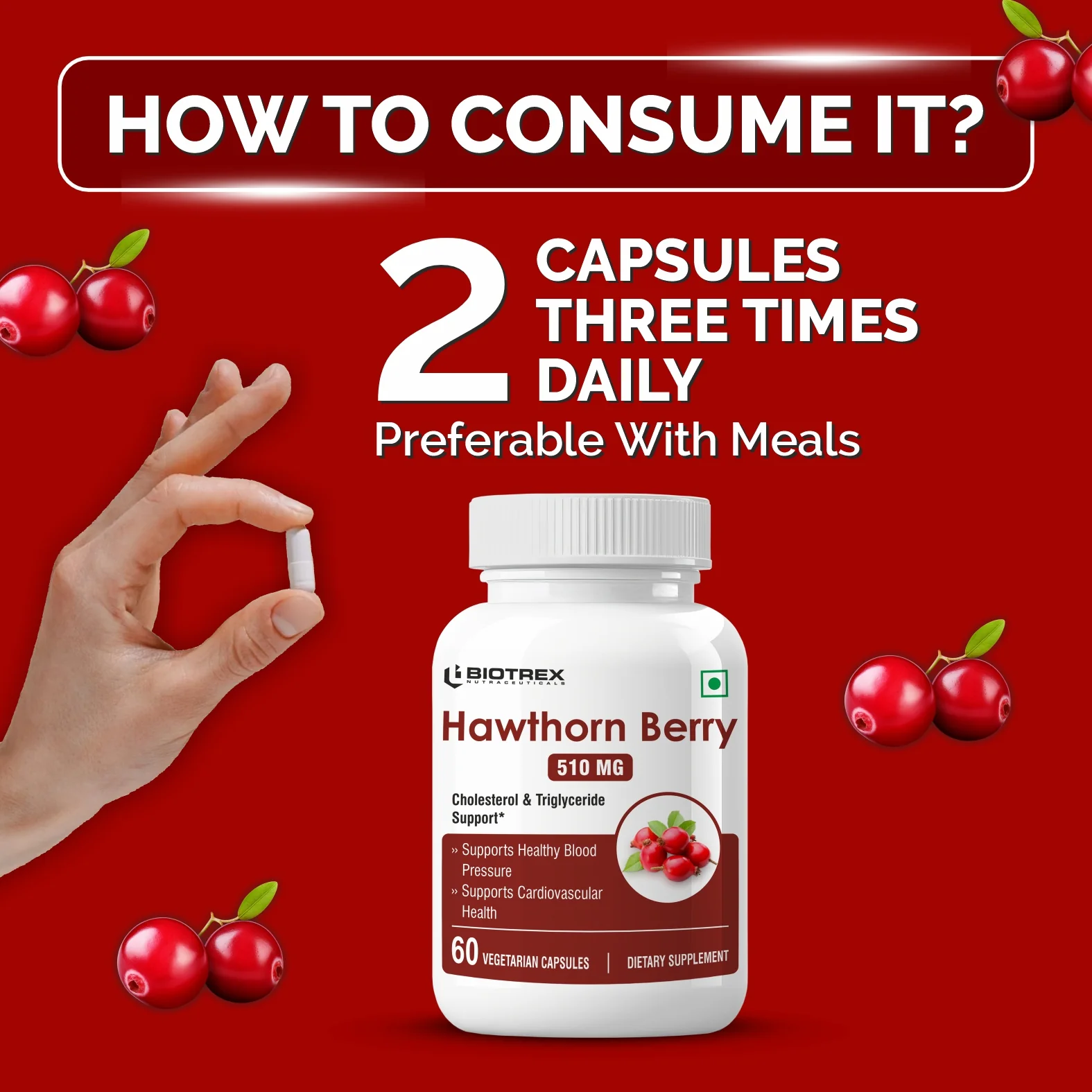 Biotrex Hawthorn Berry 510mg - 60 Capsules - Image 4