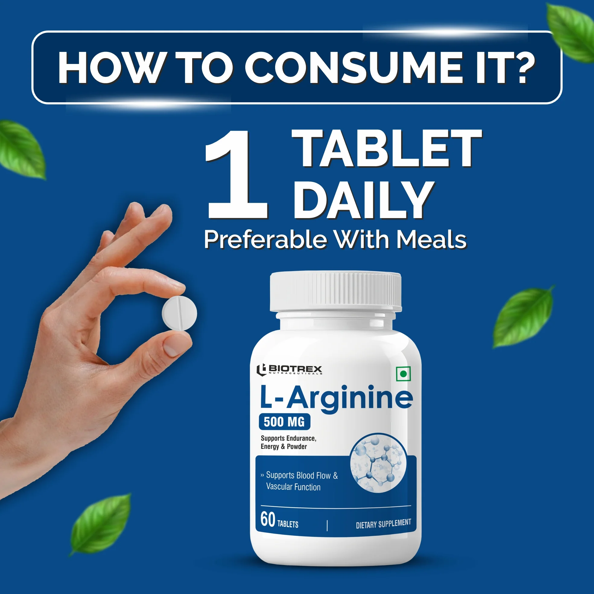Biotrex L-arginine 500mg  - 60 Tablets - Image 4