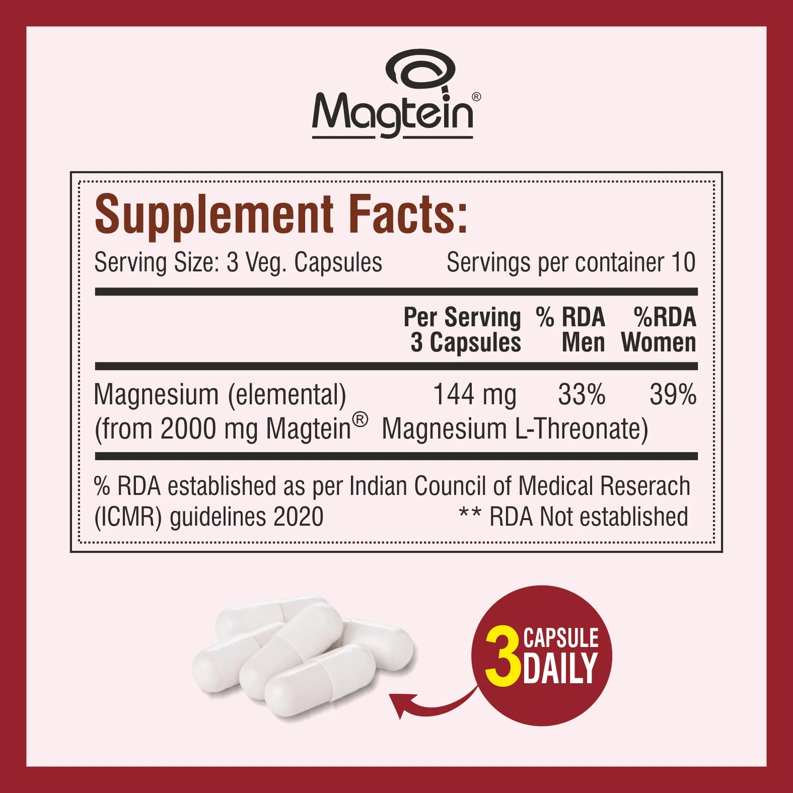 Biotrex Magtein Magnesium L-Threonate Supplement, Highly Bioavailable Form of Magnesium, Supports Sleep Health And Cognitive Function - 30 Veg Capsules - Image 4