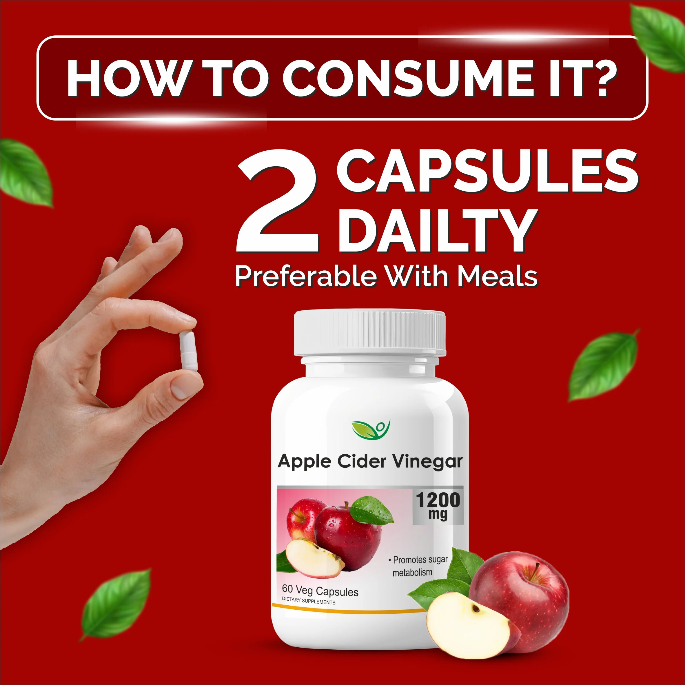 Biotrex Apple Cider Vinegar 1200mg Supplement - 60 Capsules - Image 5