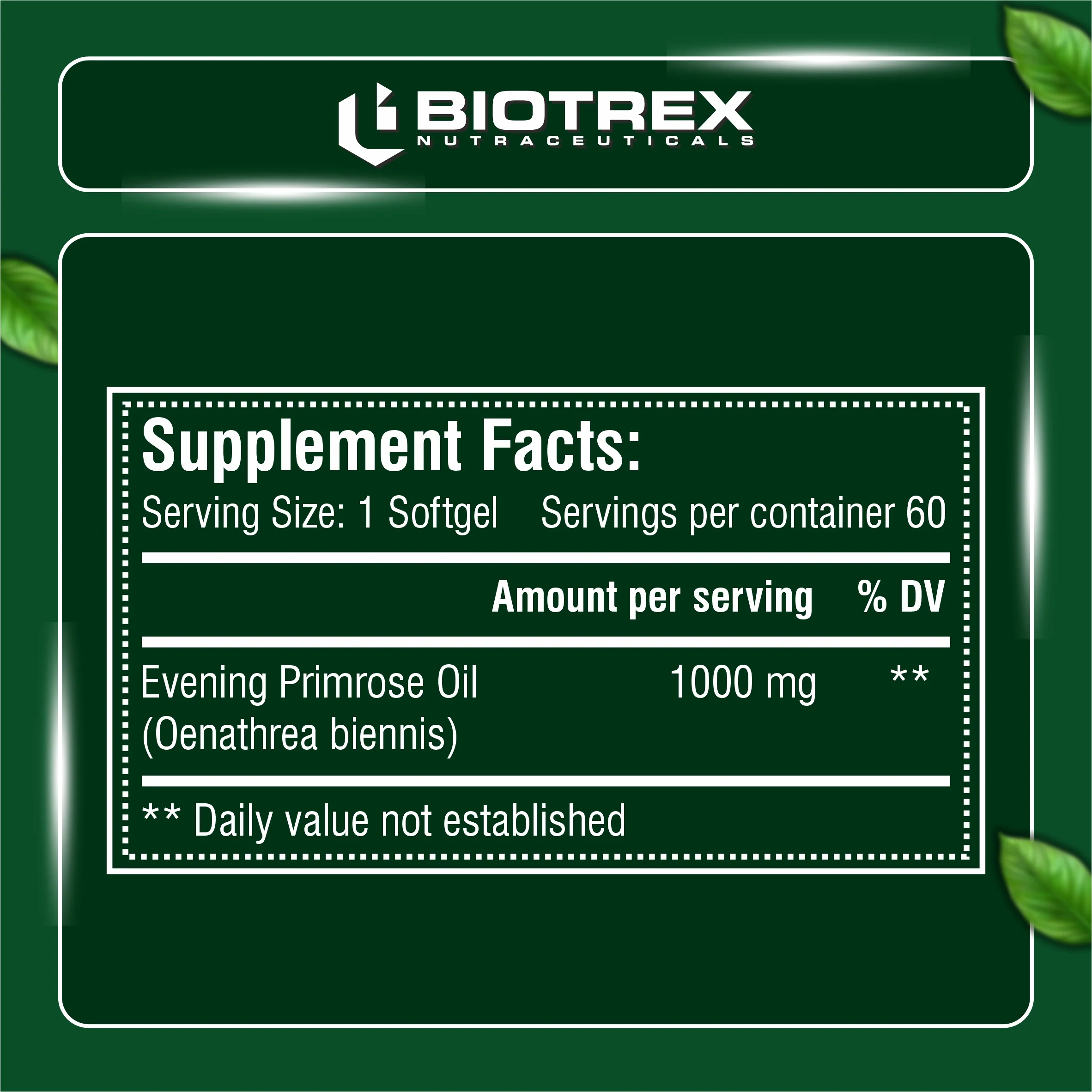 Biotrex Evening Primrose Oil 1000mg - 60 Softgels - Image 2