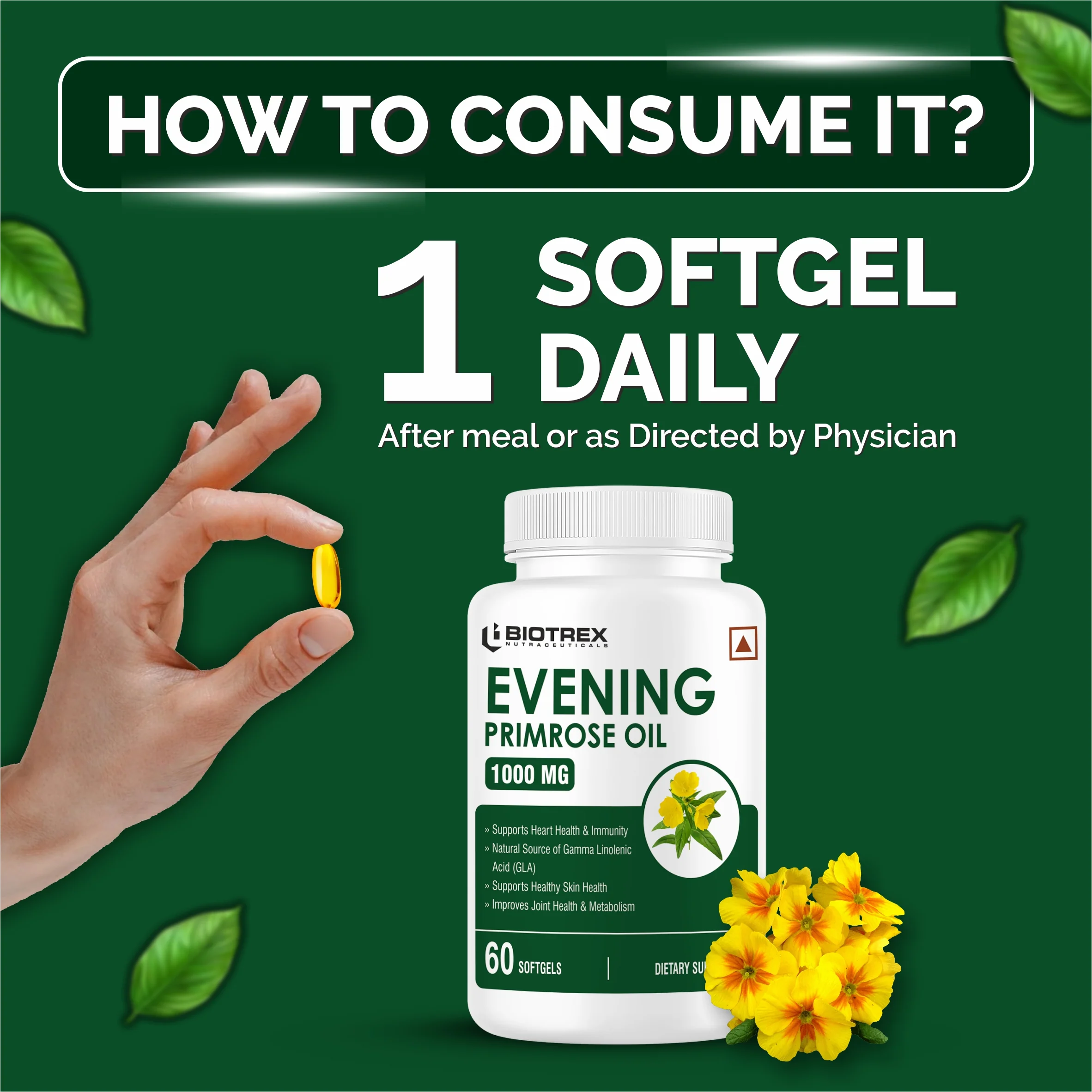 Biotrex Evening Primrose Oil 1000mg - 60 Softgels - Image 4