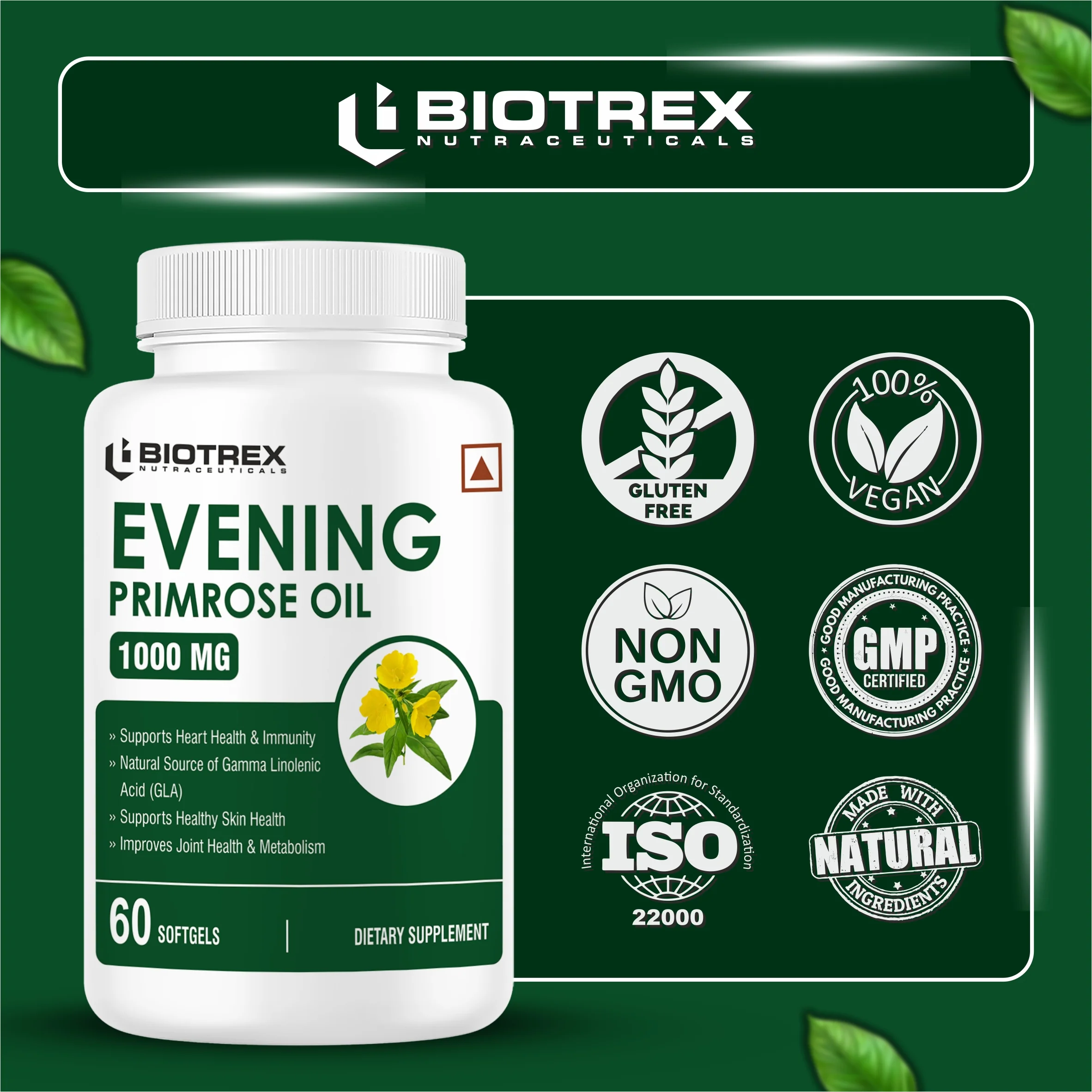 Biotrex Evening Primrose Oil 1000mg - 60 Softgels - Image 5