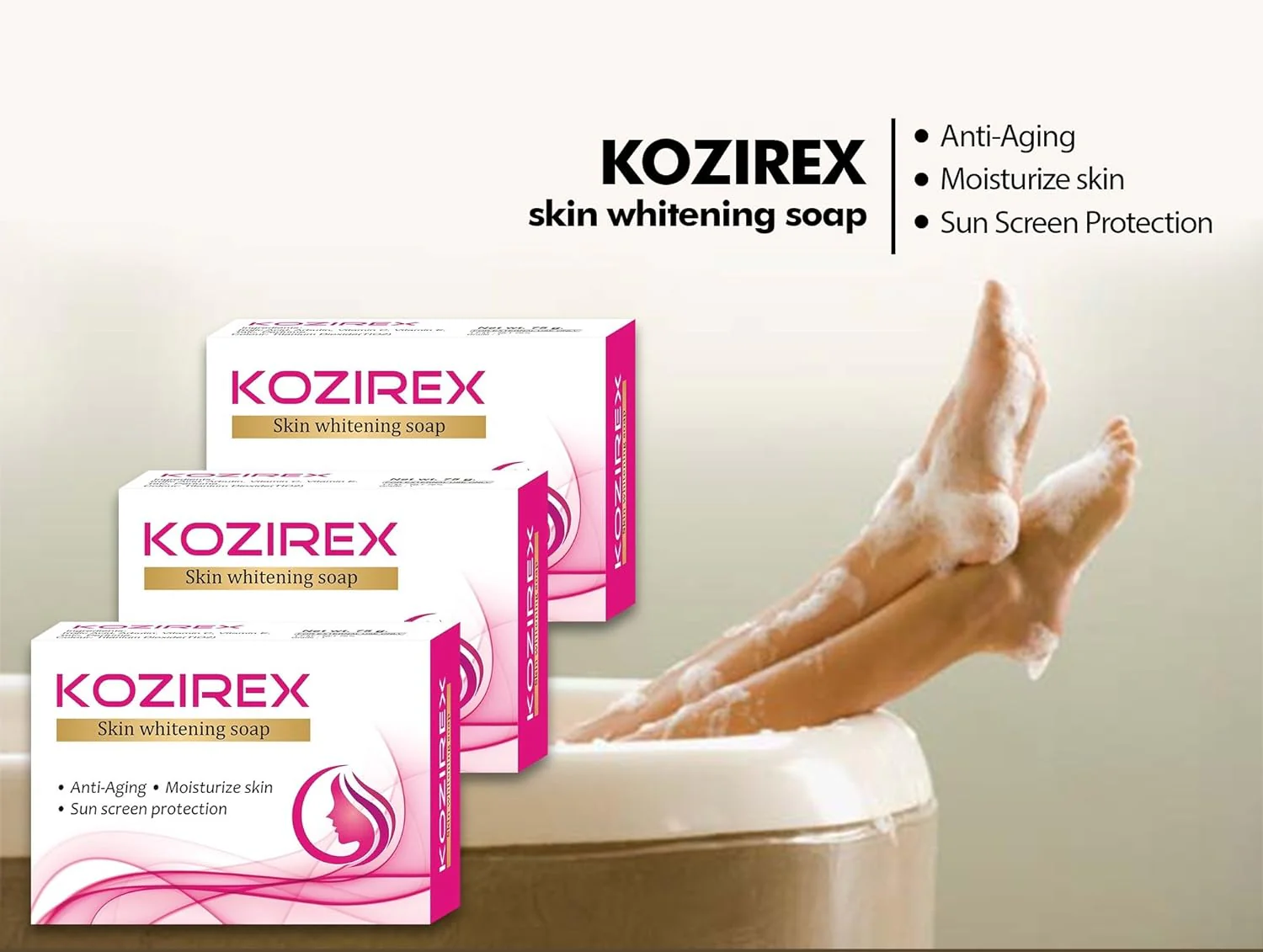 Biotrex Kozirex Skin Whitening Bath Soap, 75g (Pack of 6) - Image 2