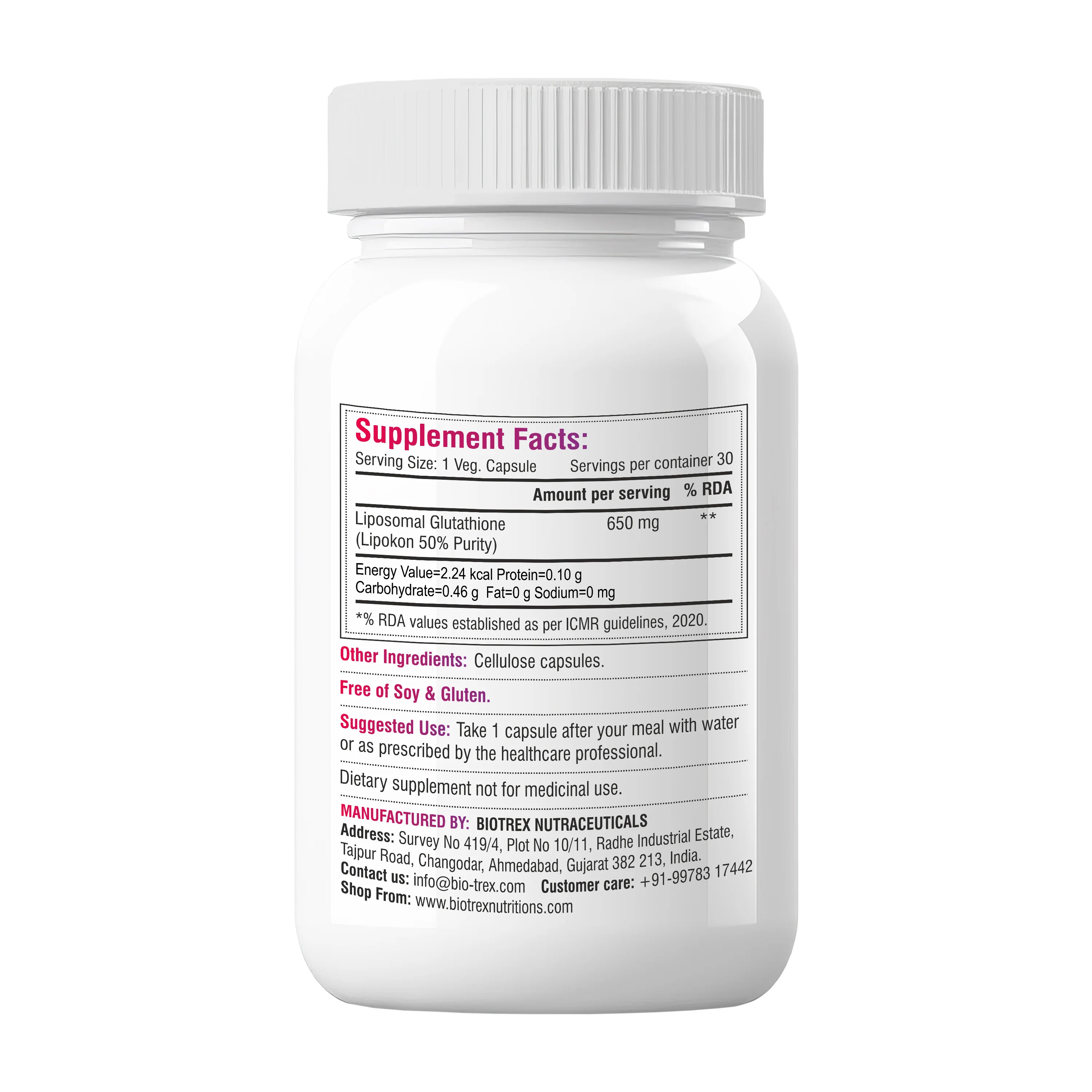 Biotrex Nutraceuticals Liposomal Glutathione Supports Healthy Skin Health, High Purity 50% Lipokon Form - 30 Veg Capsules - Image 2