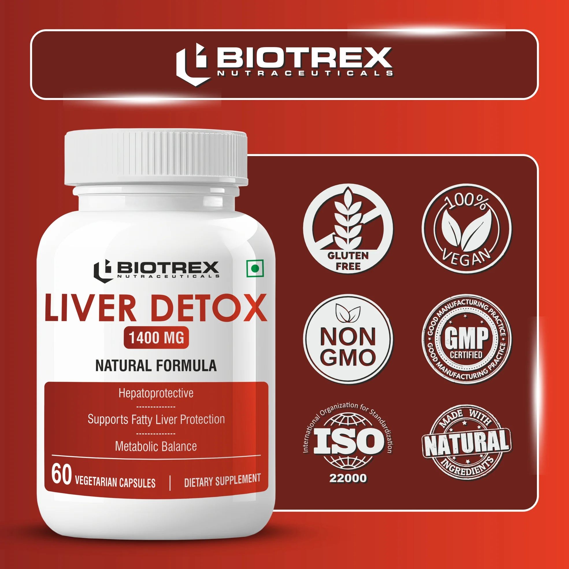 Biotrex Nutraceuticals Liver Detox 1400mg | Milk Thistle (85% Silymarin) with N Acetyl Cysteine | Hepatoprotective | Supports Fatty Liver Protection | Metabolic Balance | Natural Formula - 60 Veg Capsules - Image 5