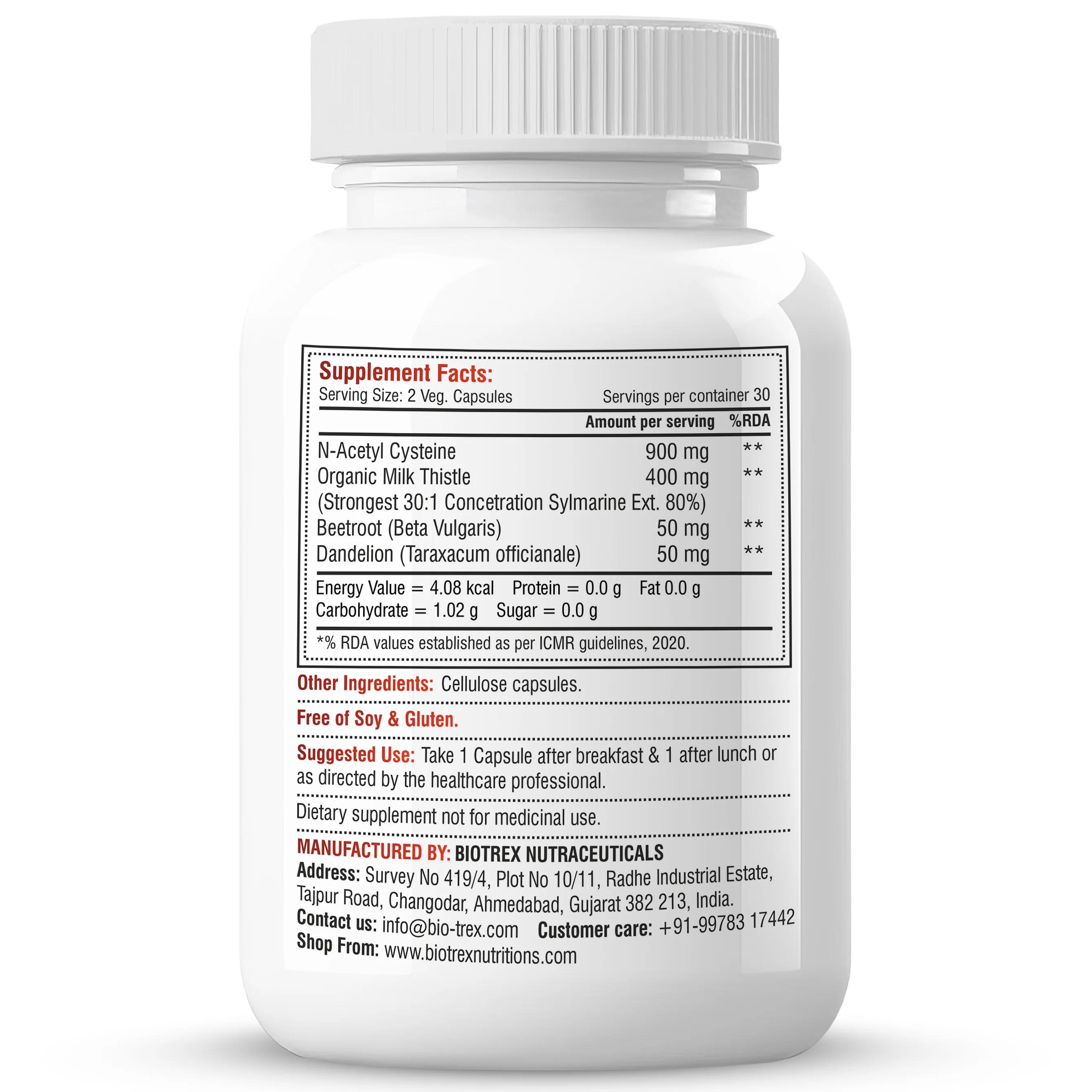 Biotrex Nutraceuticals Liver Detox 1400mg | Milk Thistle (85% Silymarin) with N Acetyl Cysteine | Hepatoprotective | Supports Fatty Liver Protection | Metabolic Balance | Natural Formula - 60 Veg Capsules - Image 7