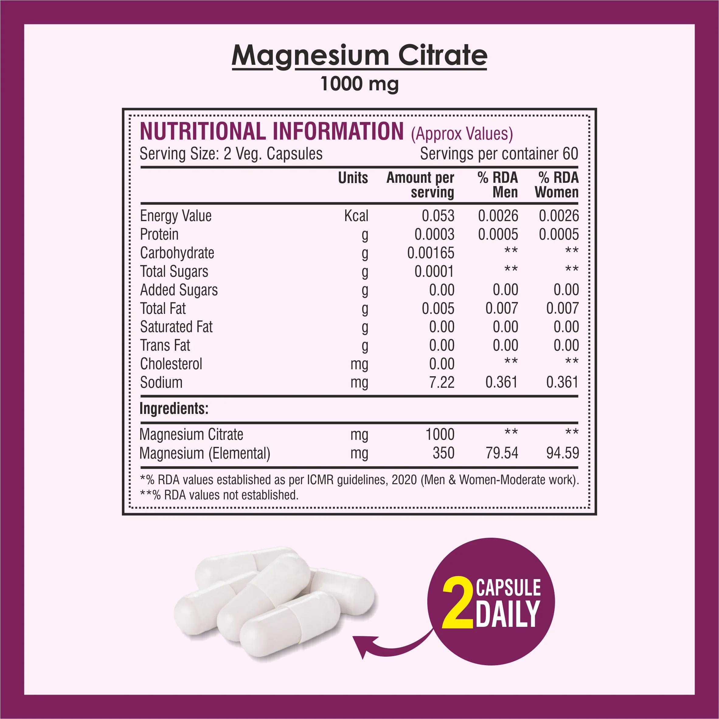 Biotrex Magnesium Citrate Supplement, Supports Bone & Sleep Health - 120 Vegetarian Capsules - Image 4