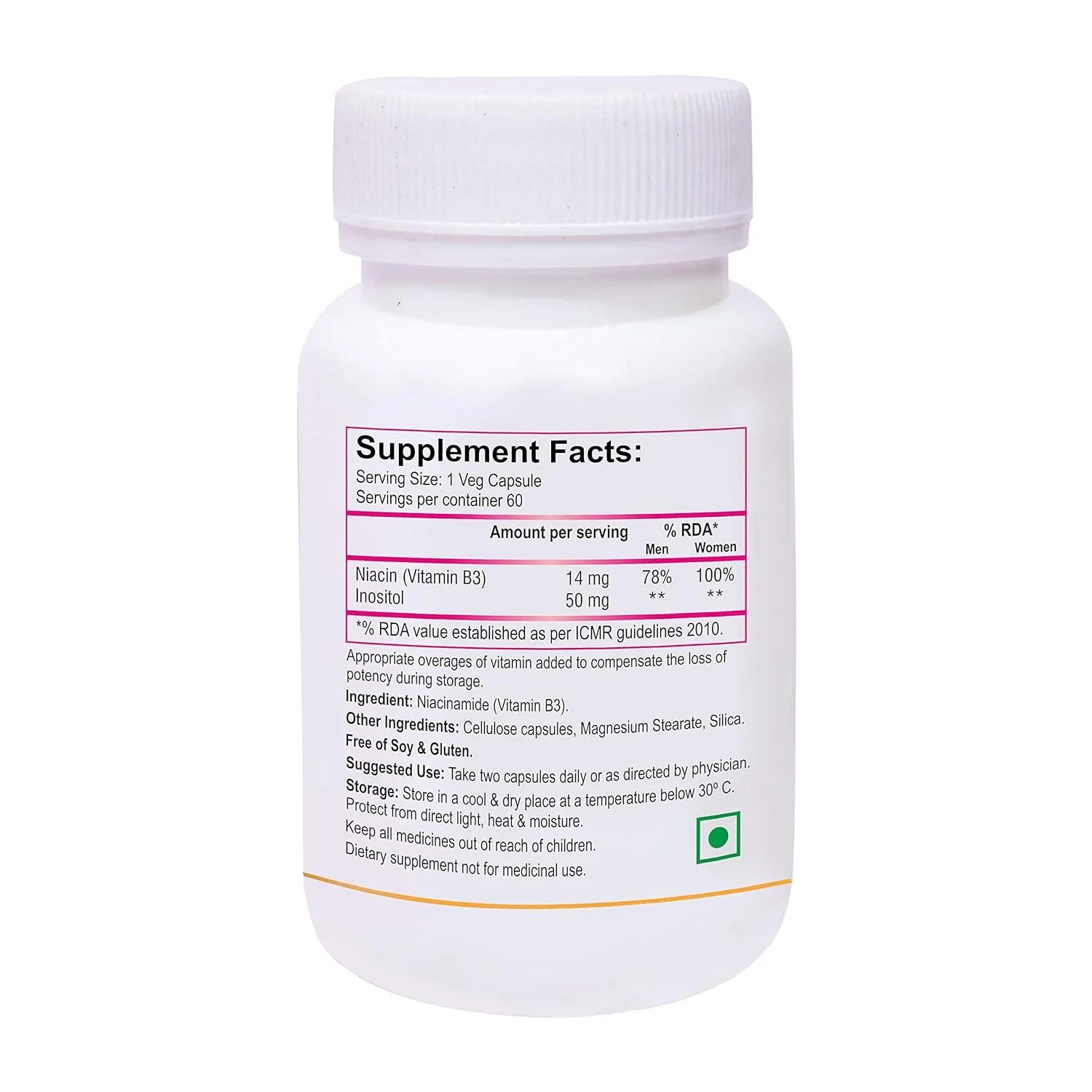 Biotrex Niacin 14mg Vitamin B3 With Inositol 50mg Supplement - 60 Veg Capsules - Image 2