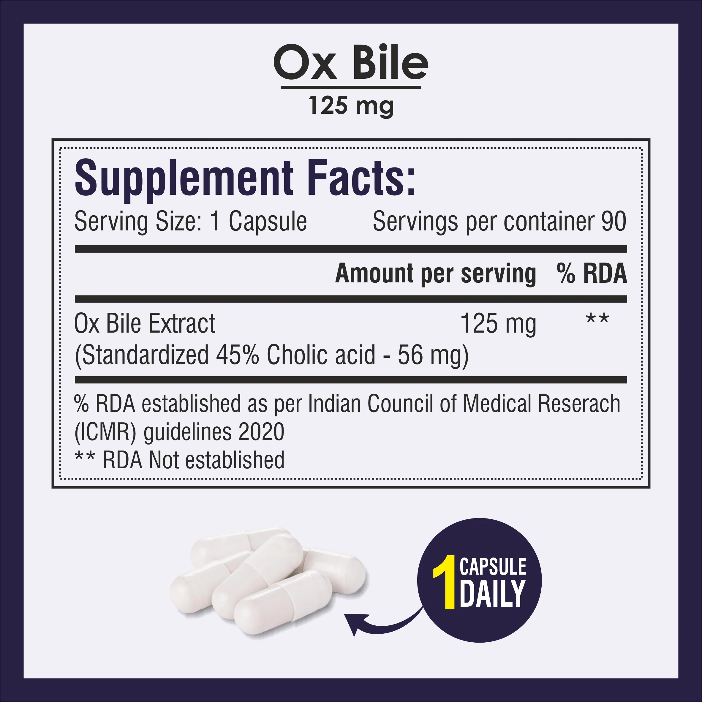 Biotrex OX BILE EXTRACT 125mg, 45% CHOLIC ACID, Supports Gallbladder Health & Supports Healthy Digestion, Bile Synthesis Support, (Gluten Free & Non-GMO) - 90 Capsules - Image 2
