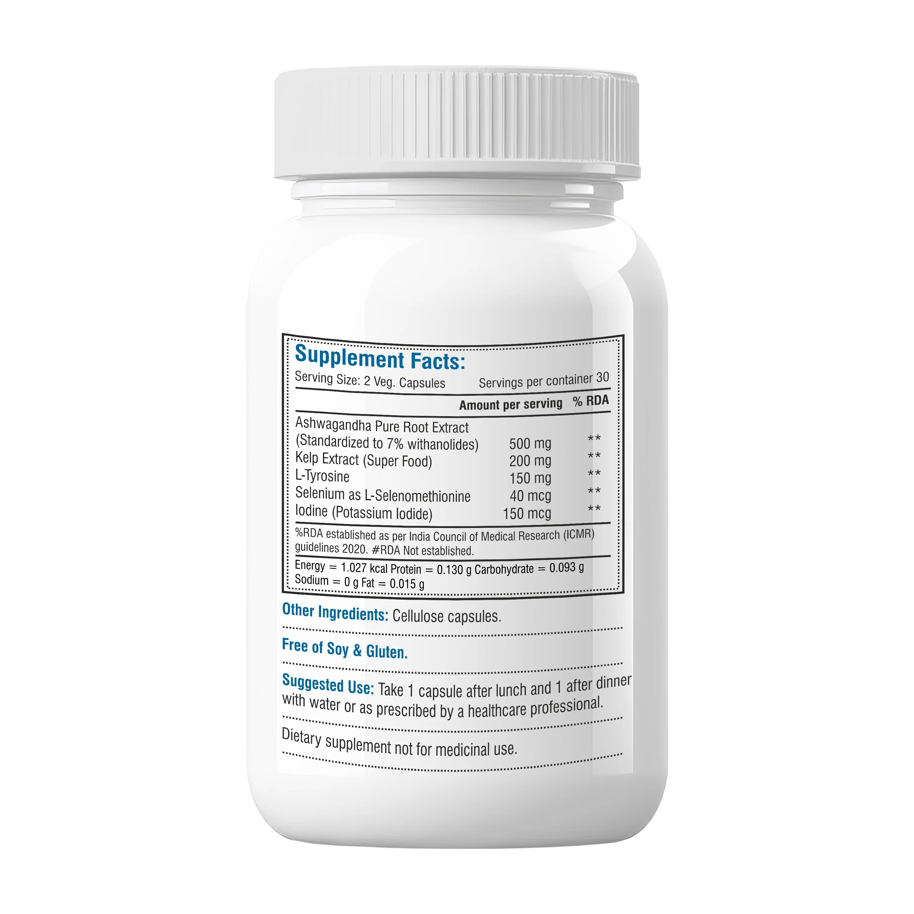 Biotrex Thyroid Care Supplement With Ashwagandha, Sea Kelp, Selenium, L-Tyrosine & Iodine, Supports Thyroid Health, Good mood - 60 Vegetarian Capsules - Image 2