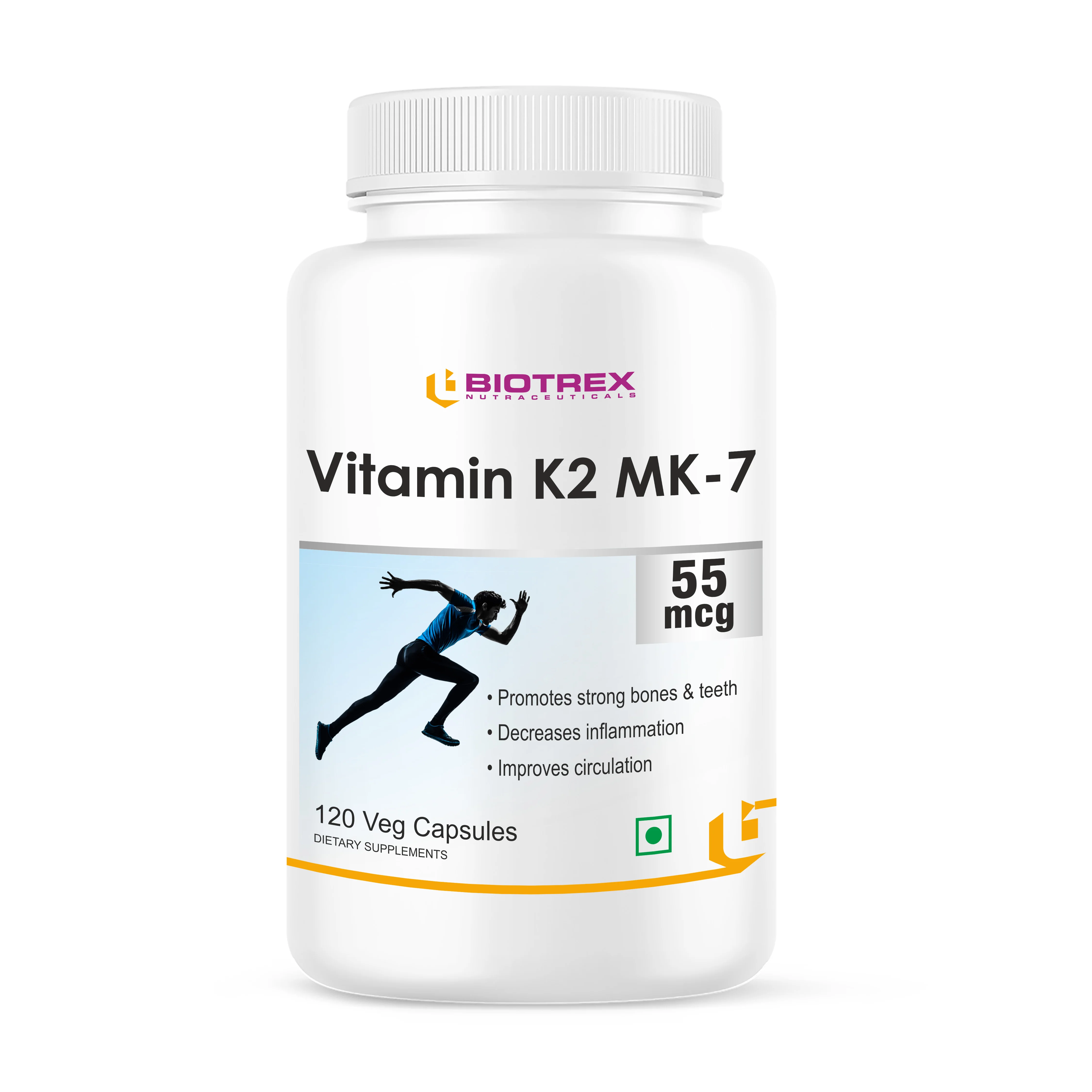Biotrex Vitamin K2 as Mk-7 55mcg | Supports Bone Health | Promotes Heart Health | 120 Veg Capsules