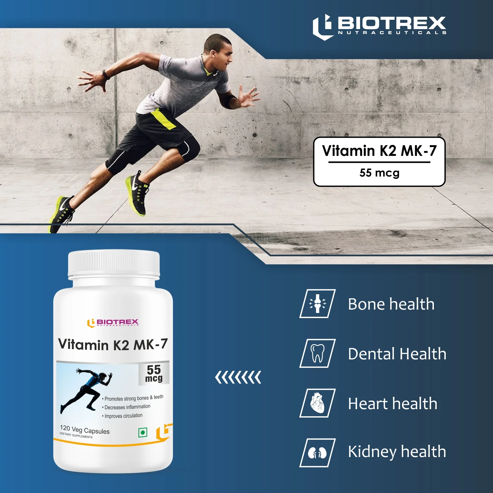 Biotrex Vitamin K2 as Mk-7 55mcg | Supports Bone Health | Promotes Heart Health | 120 Veg Capsules - Image 5