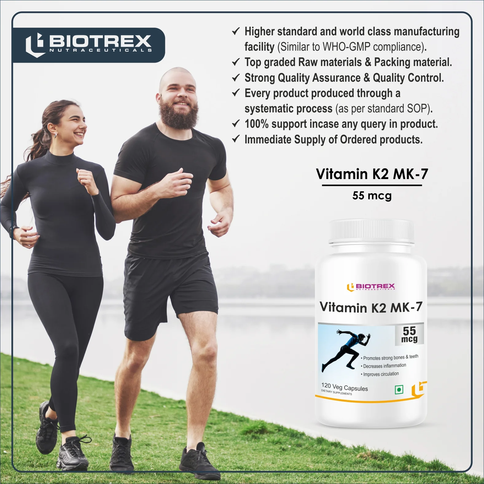 Biotrex Vitamin K2 as Mk-7 55mcg | Supports Bone Health | Promotes Heart Health | 120 Veg Capsules - Image 7