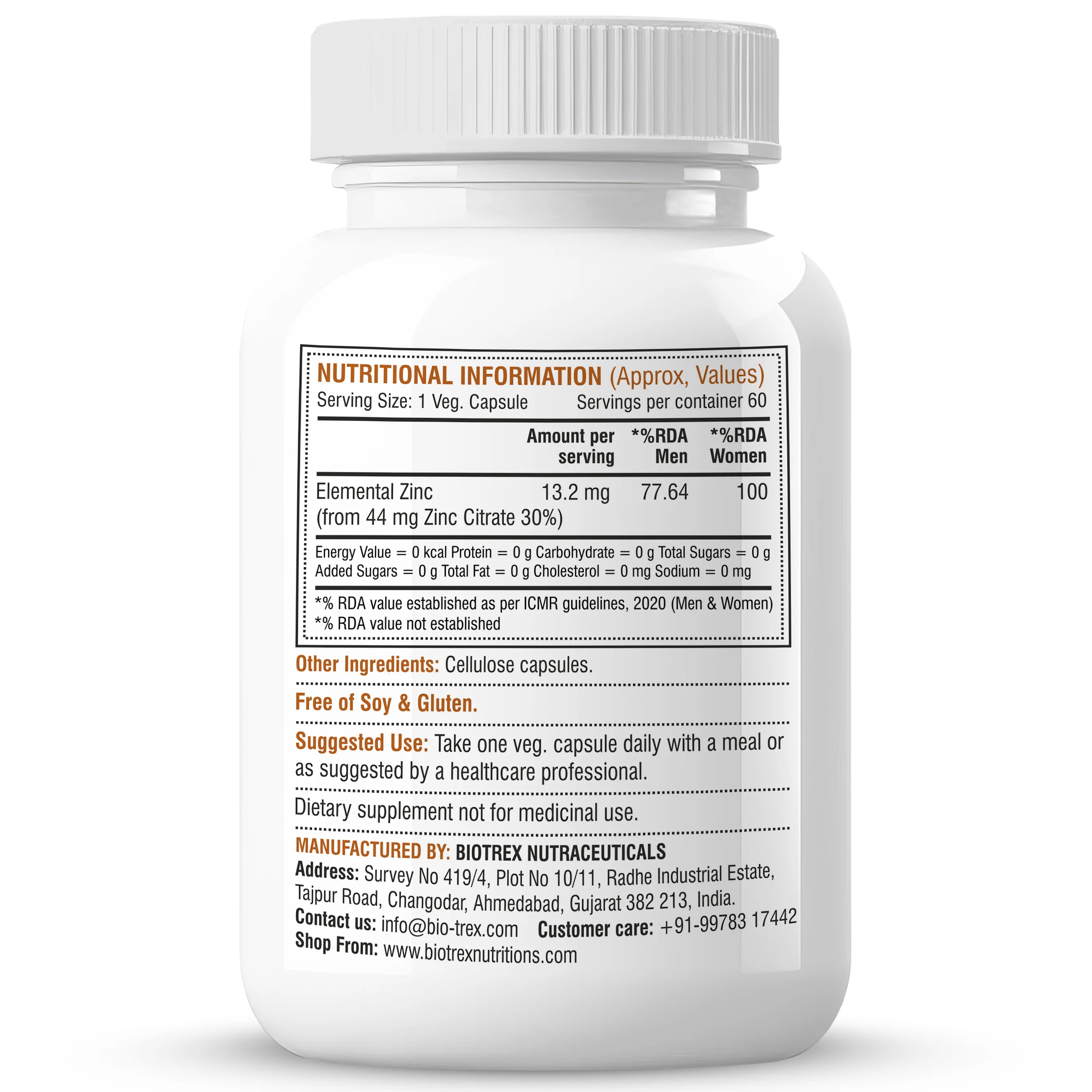 Biotrex Zinc Citrate Supplement - 60 Veg Capsules, Healthy Immunity, Supports Skin, Hair & Nails Health - Image 7