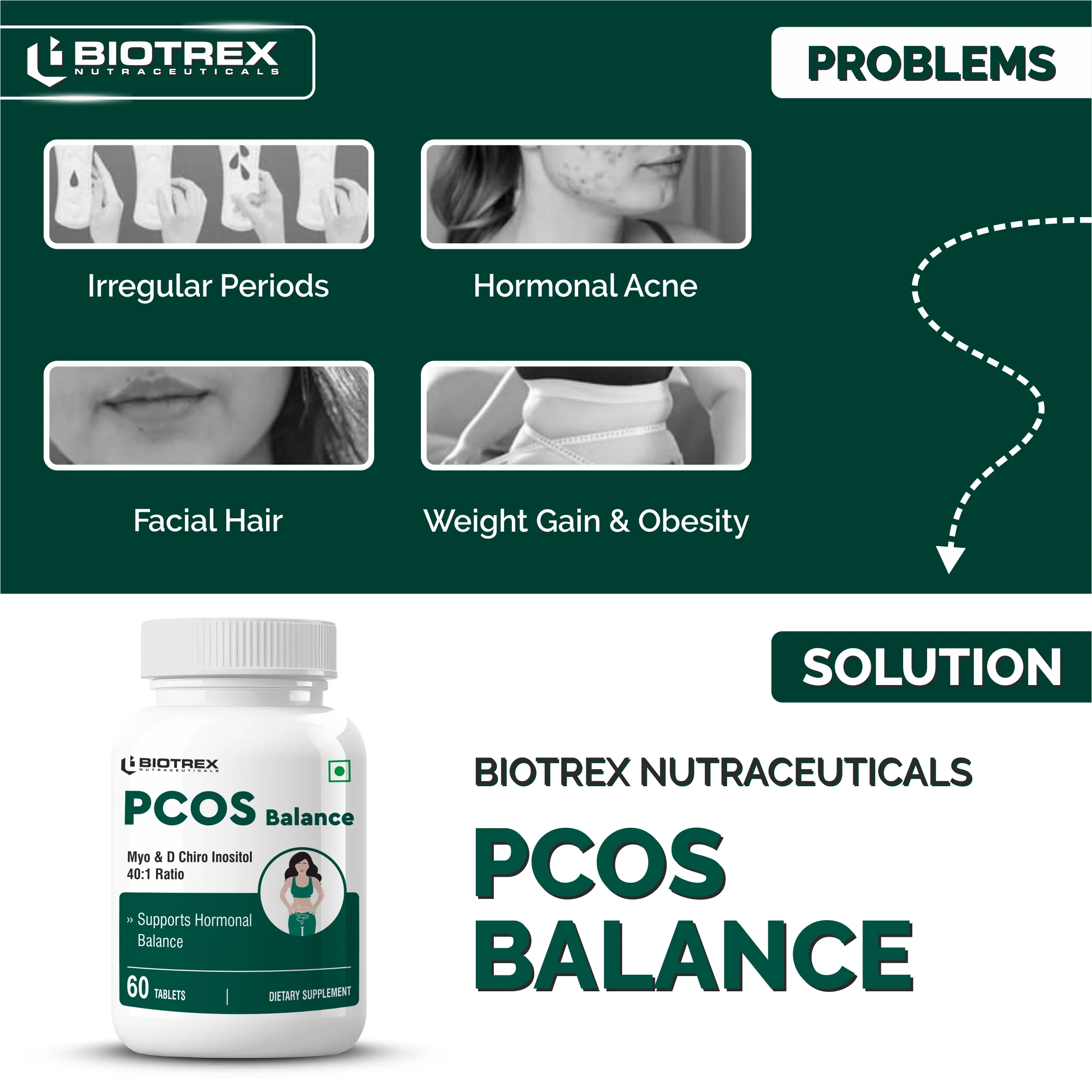 Biotrex PCOS Supplement for women With 40:1 Ratio, High Purity Pharma Grade Ingredients 2000mg Myo-Inositol to 50mg D-Chiro-Inositol - 60 Vegetarian Tablets - Image 3