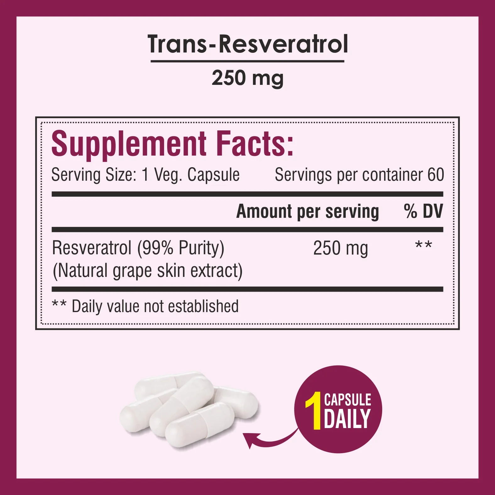 Biotrex Resveratrol 250mg - 60 Capsules - Image 4