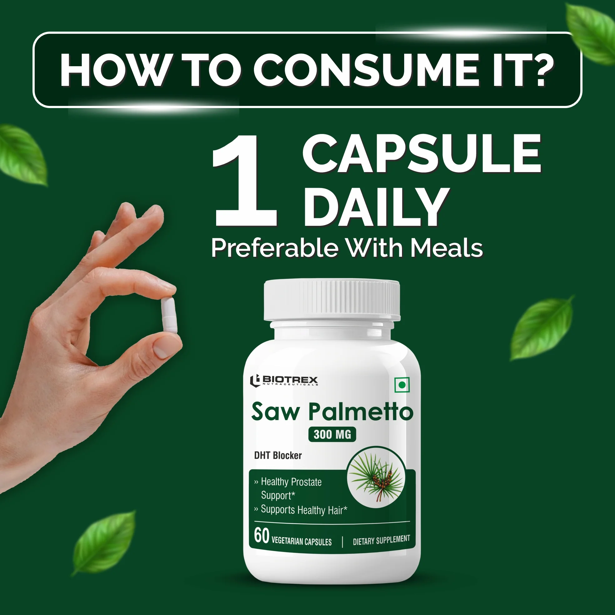 Biotrex Saw palmetto 300mg - 60 Capsules - Image 4