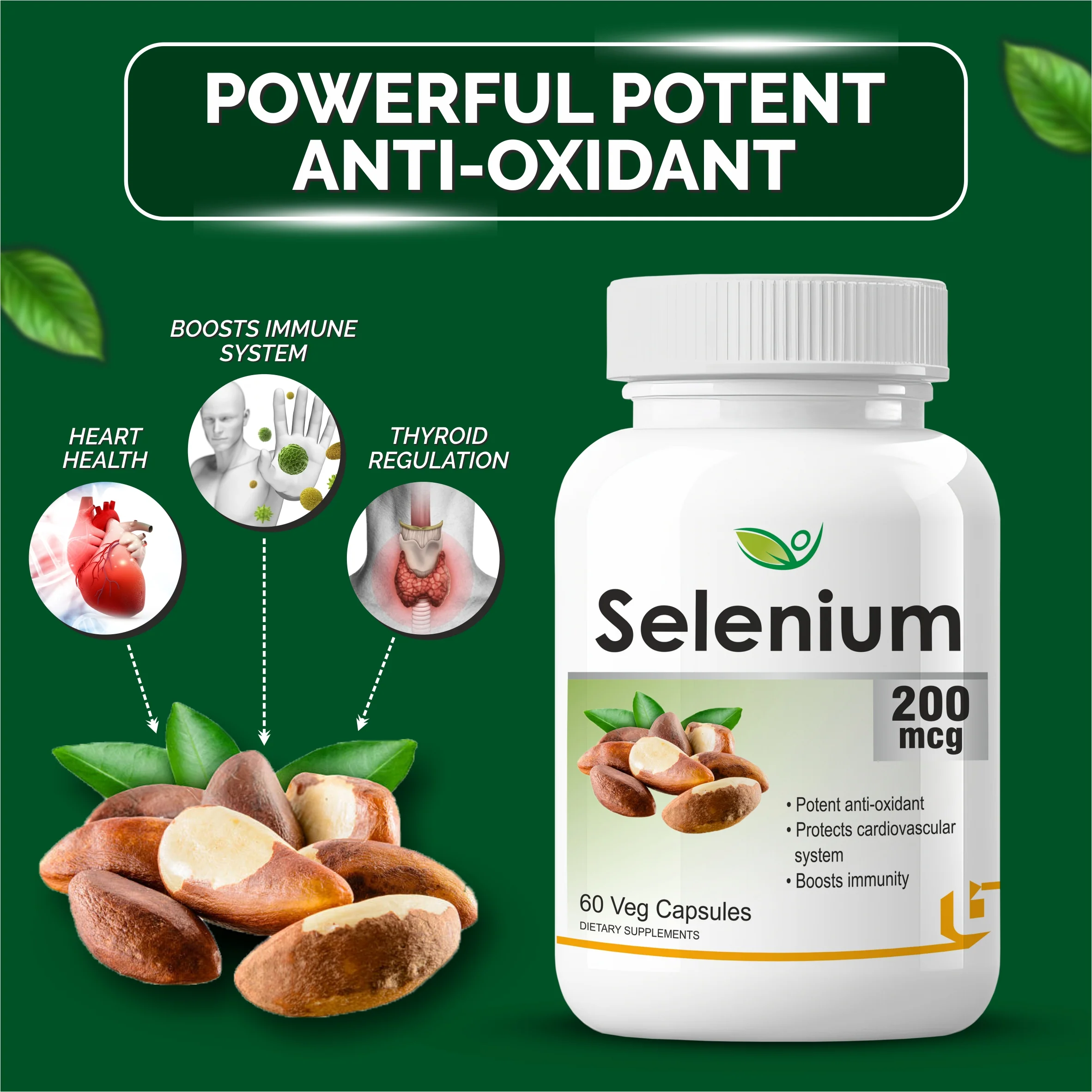 Biotrex Selenium 200mcg - 60 Capsules Immune System Support, Thyroid Function, Cancer Prevention & Cardiovascular Health - Image 3