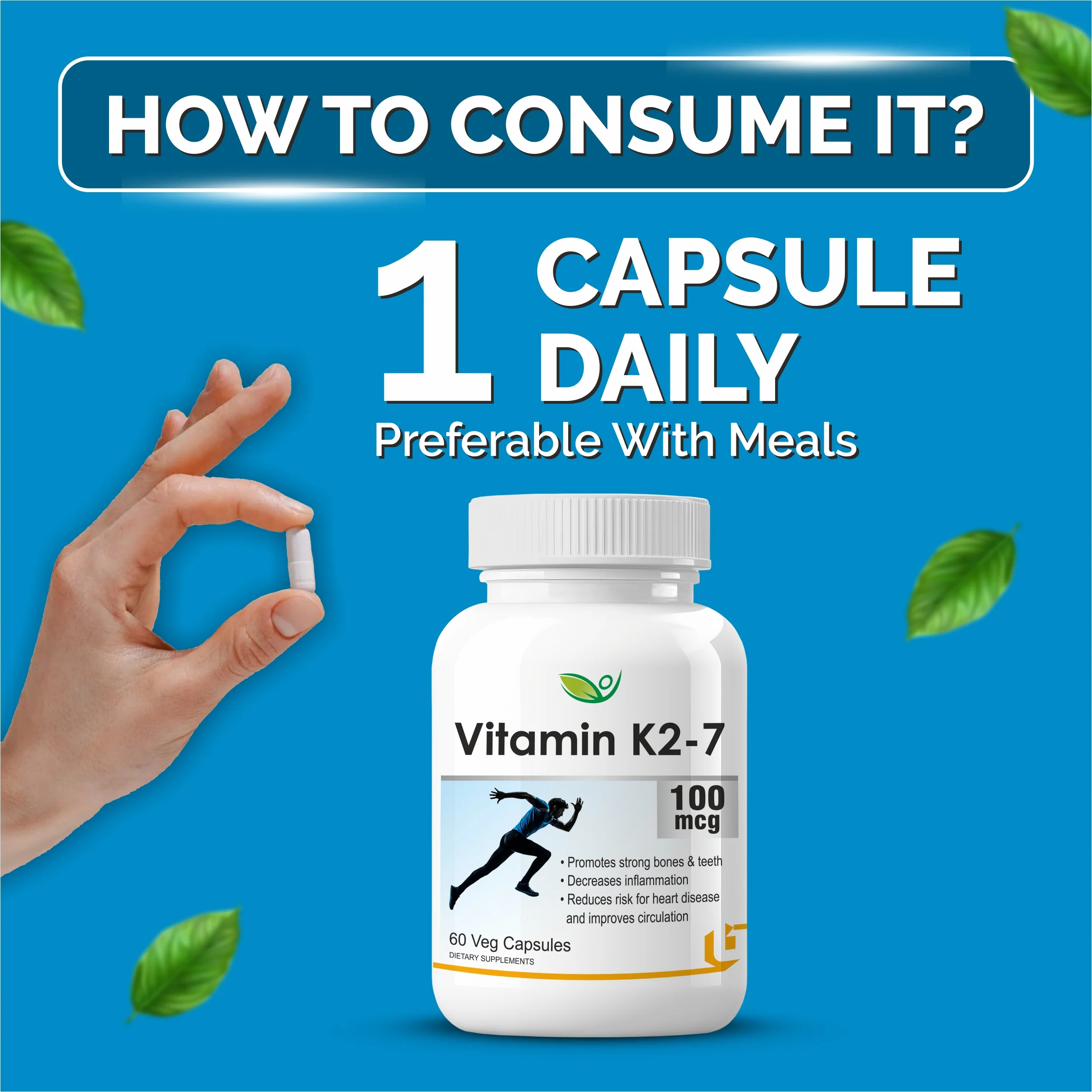 Biotrex Vitamin K2-7 100mcg - 60 Capsules Bone Health, Dental health support & Cardiovascular health benefits - Image 5