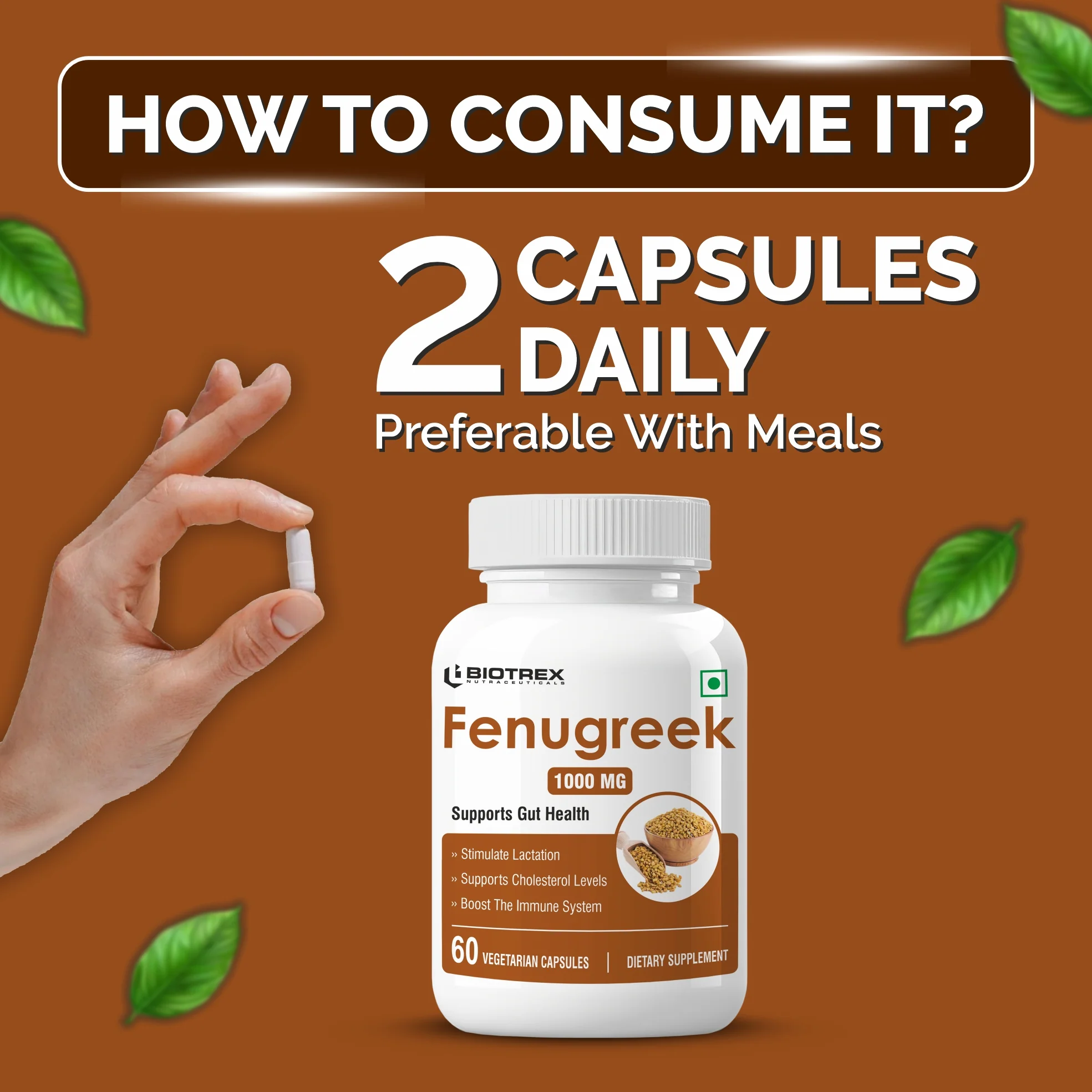 Biotrex Fenugreek 1000mg - 60 Capsules - Image 4