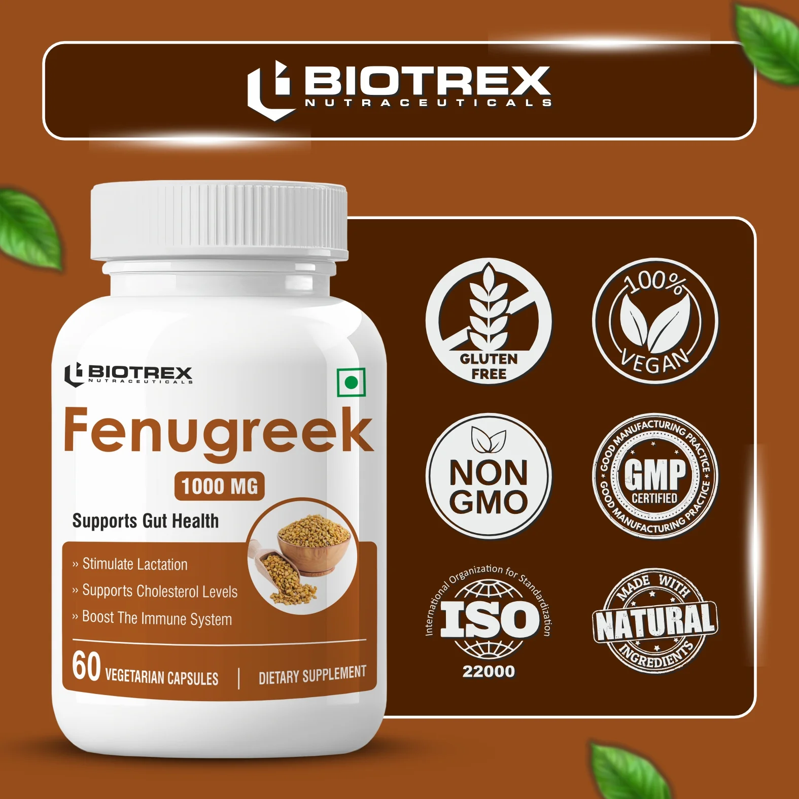 Biotrex Fenugreek 1000mg - 60 Capsules - Image 5