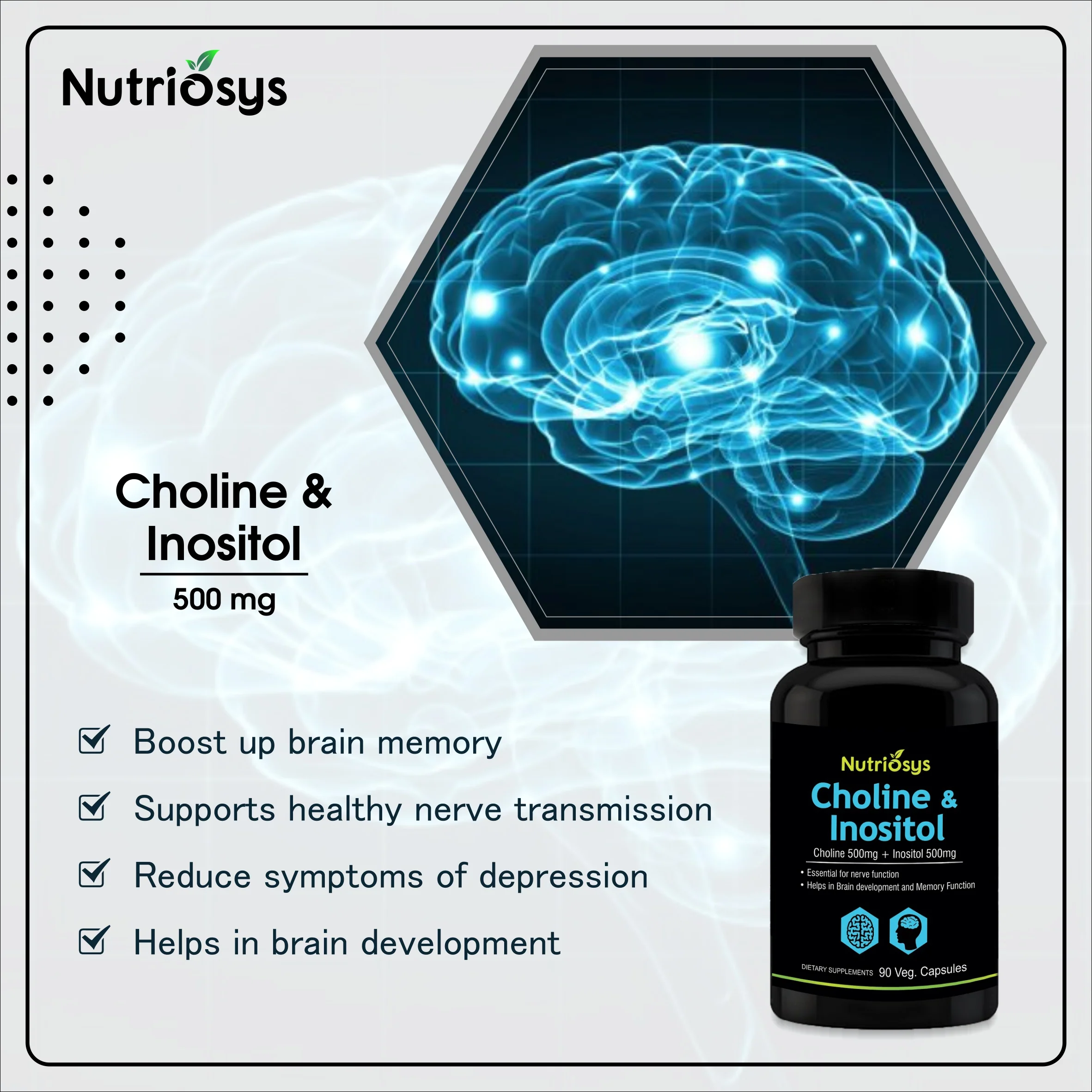 Nutriosys Choline & Inositol 500mg - 90 Capsules - Image 5