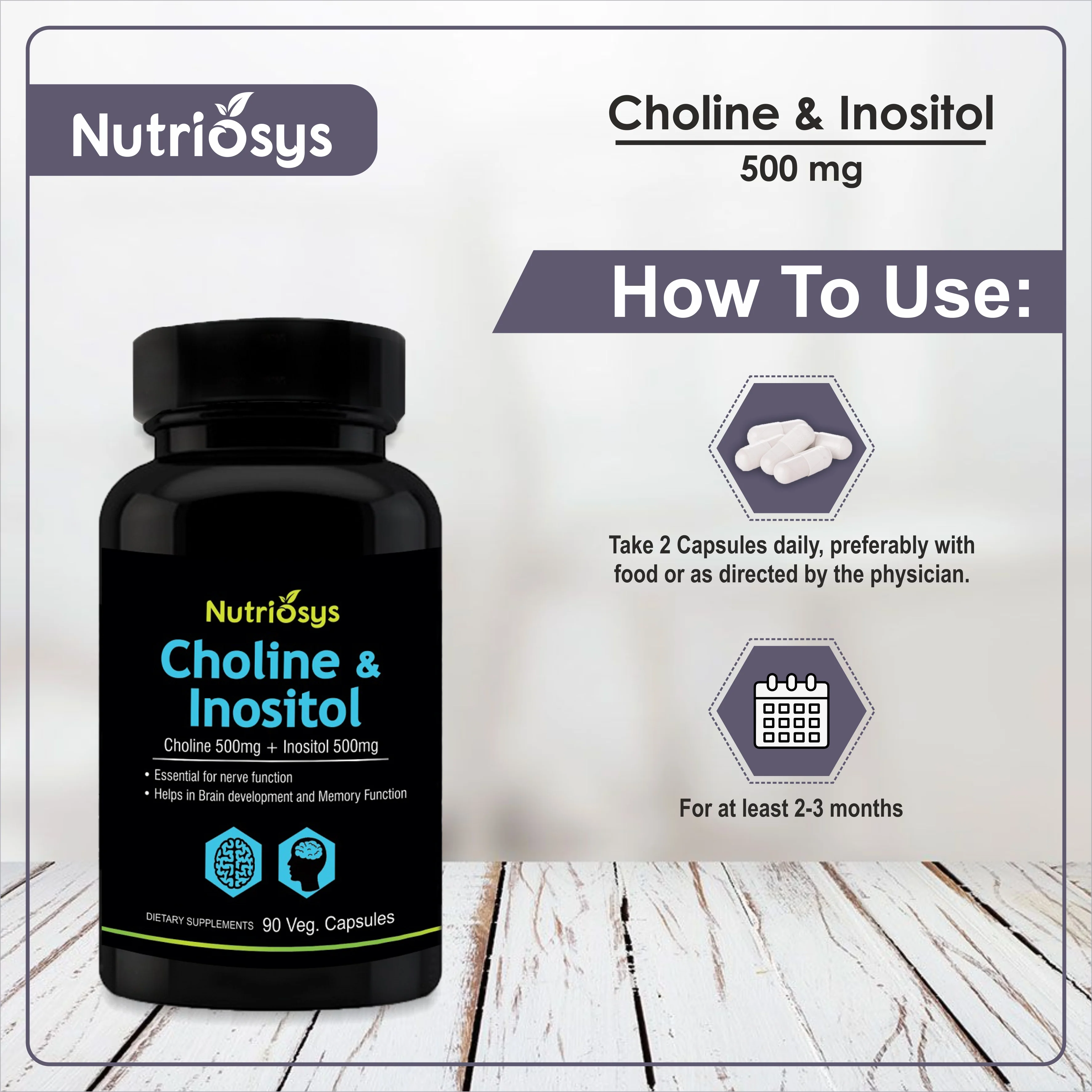 Nutriosys Choline & Inositol 500mg - 90 Capsules - Image 8