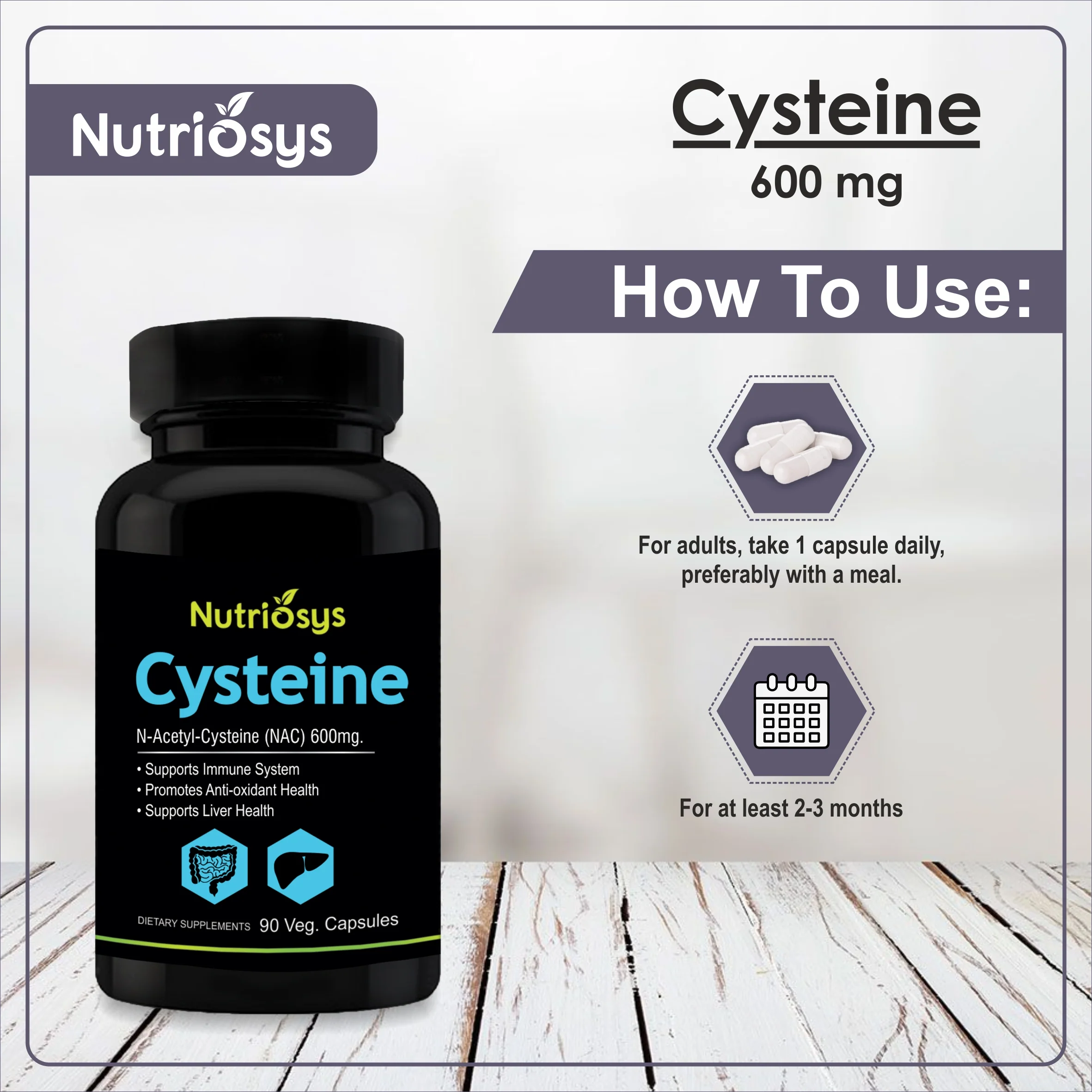 Nutriosys Cysteine 600mg - 90 Capsules - Image 6