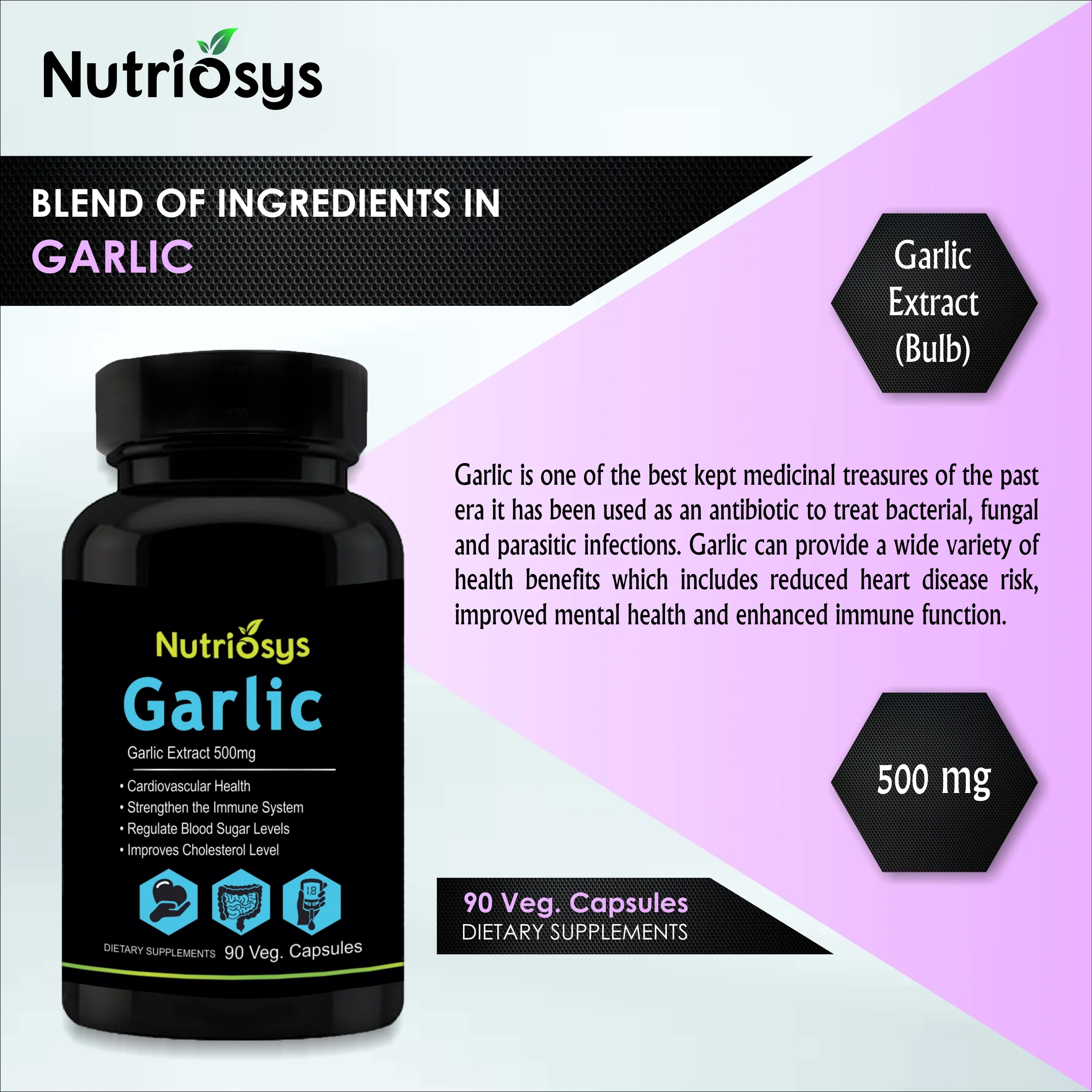 Nutriosys Garlic 500mg - 90 Capsules - Image 5