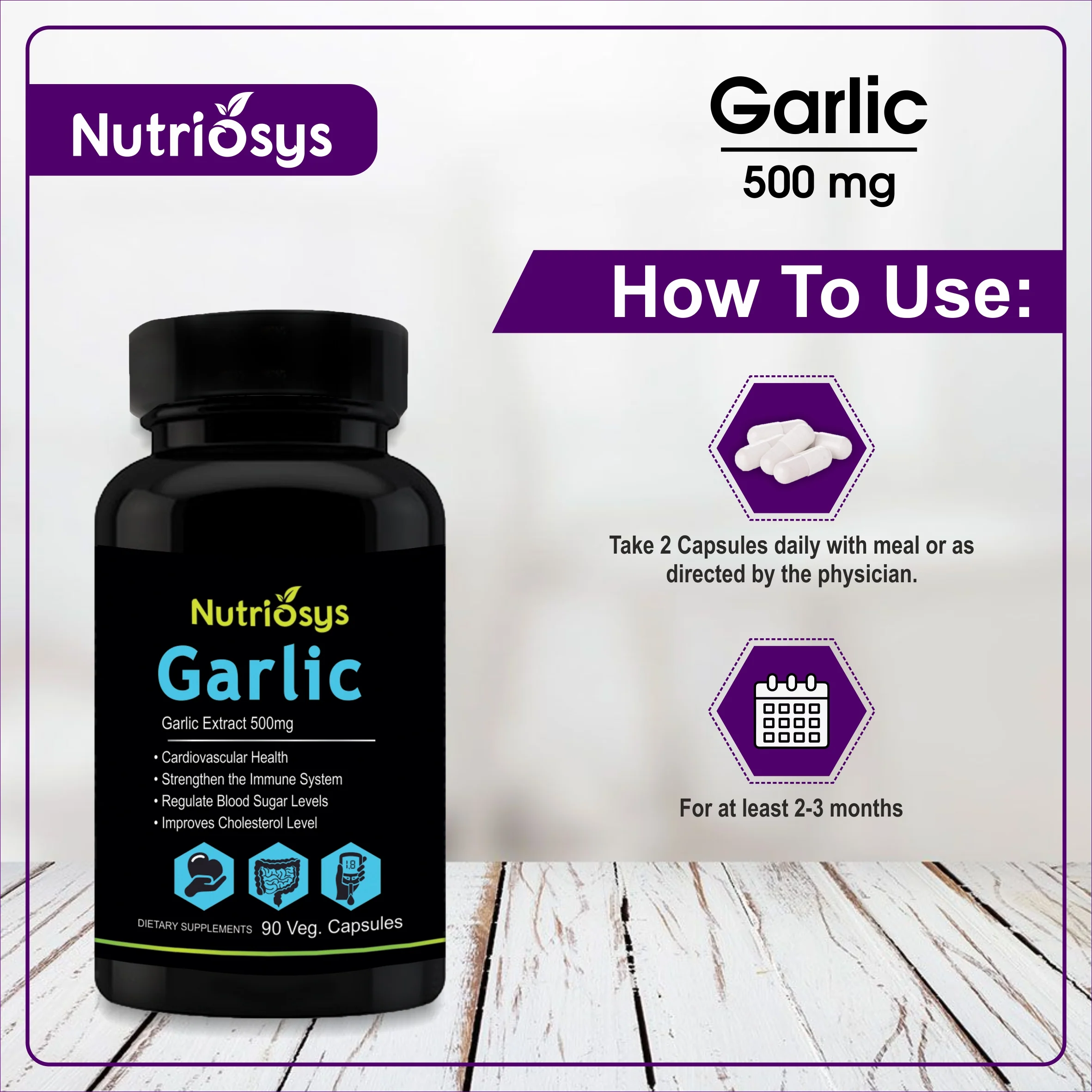 Nutriosys Garlic 500mg - 90 Capsules - Image 6