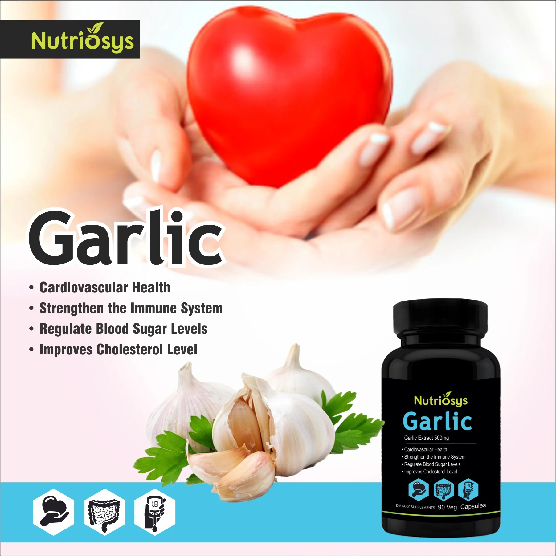 Nutriosys Garlic 500mg - 90 Capsules - Image 8