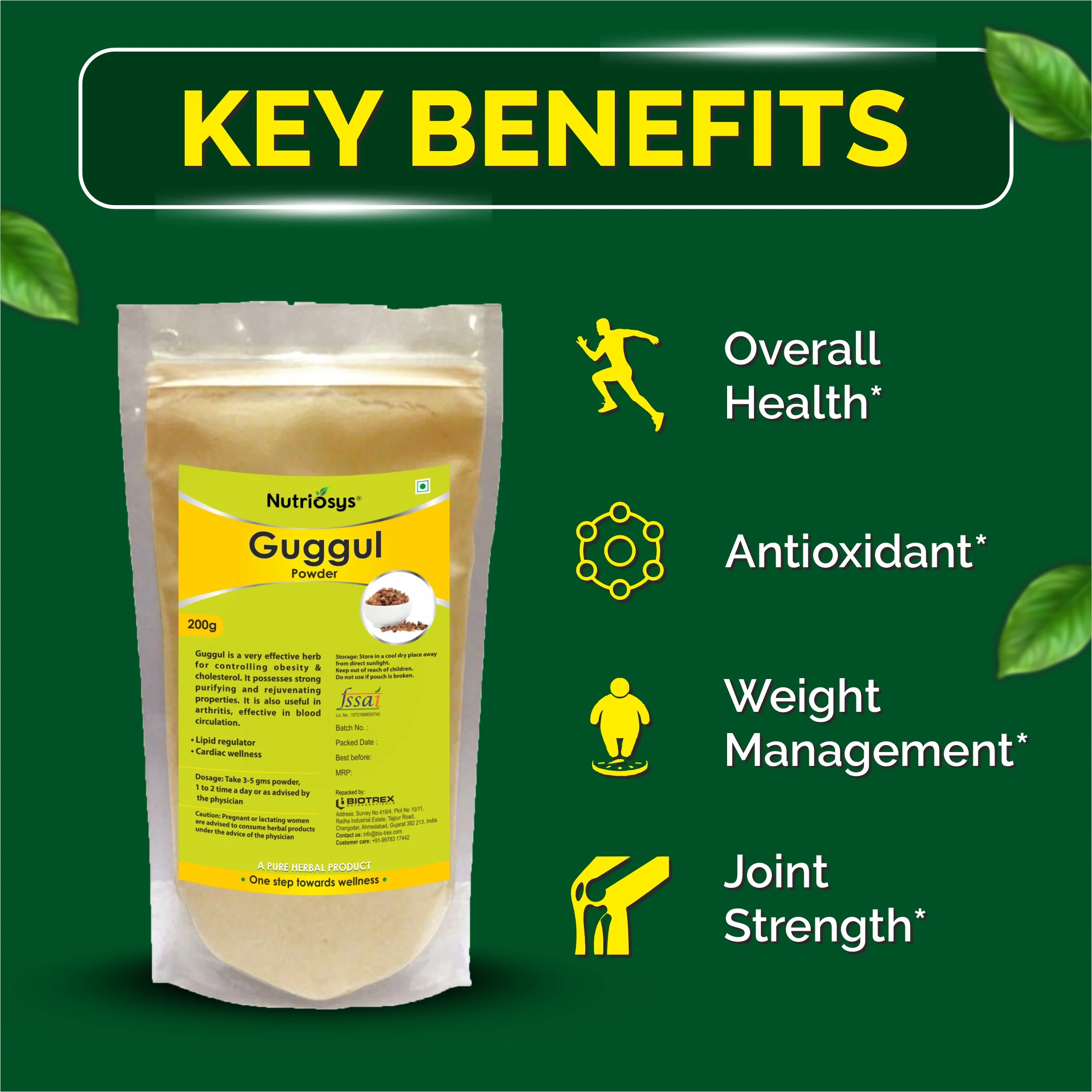Nutriosys Guggul Herbal Powder - 200gram, Reduce Cholesterol, Helps In Weight Managment - Image 3