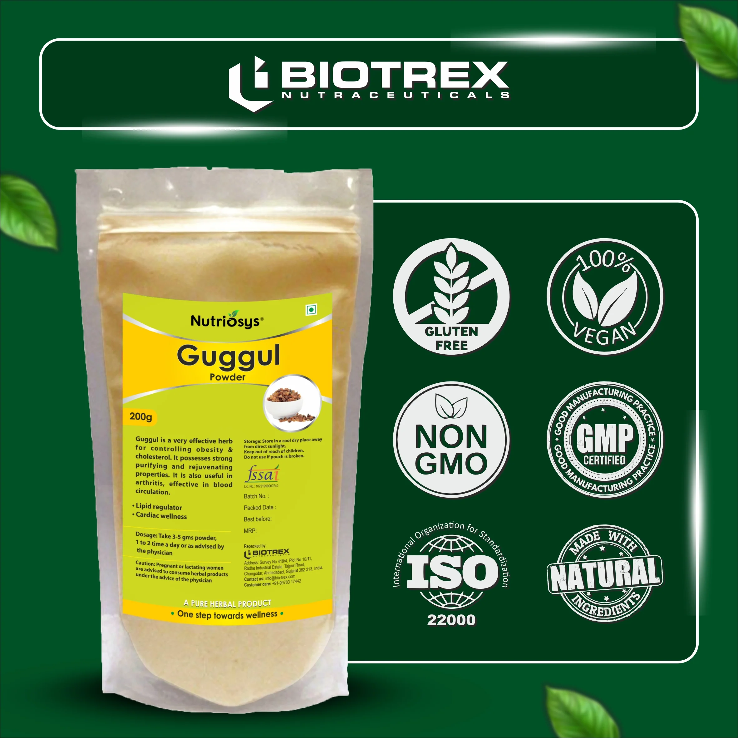 Nutriosys Guggul Herbal Powder - 200gram, Reduce Cholesterol, Helps In Weight Managment - Image 5