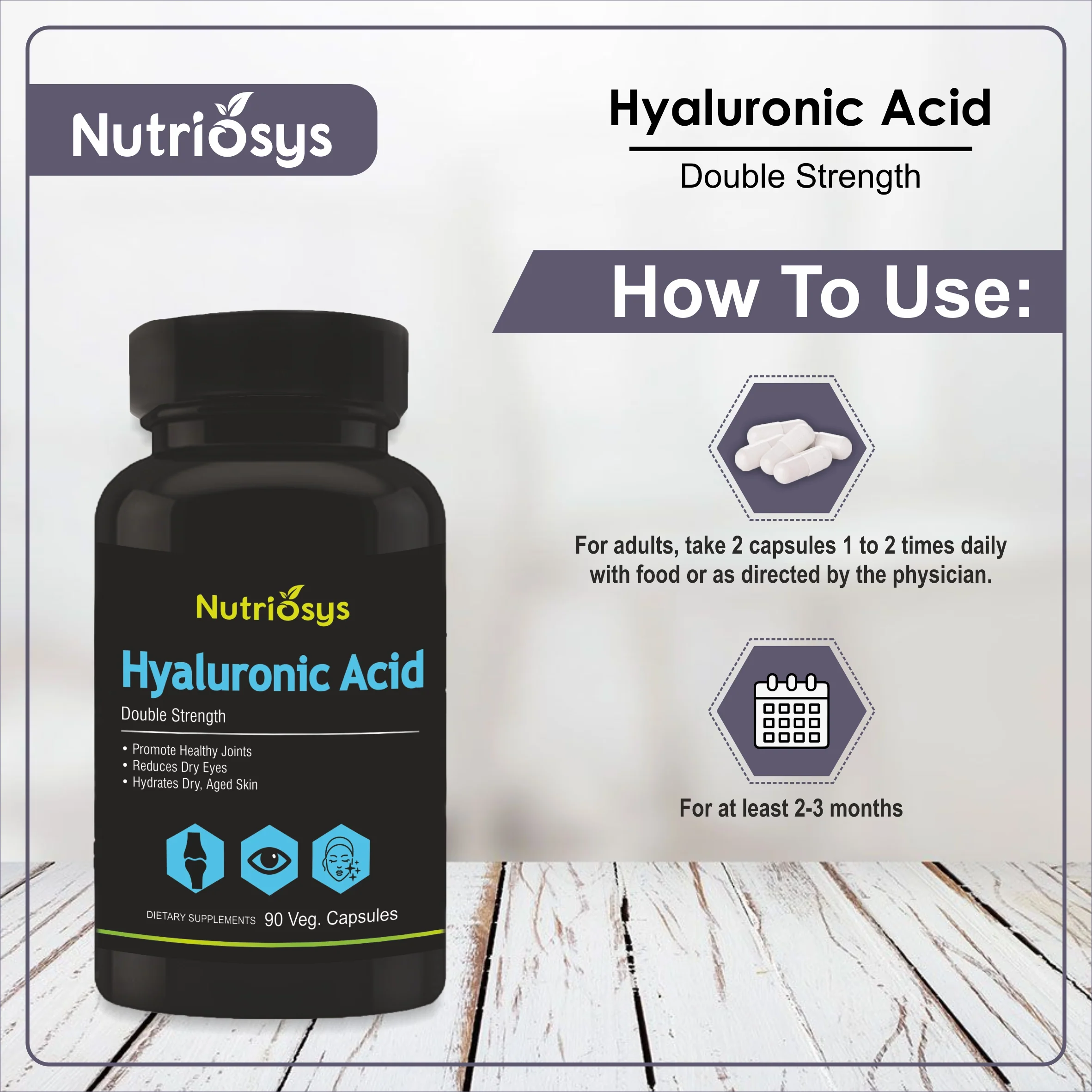Nutriosys Hyaluronic Acid Double Strength - 90 Capsules - Image 4