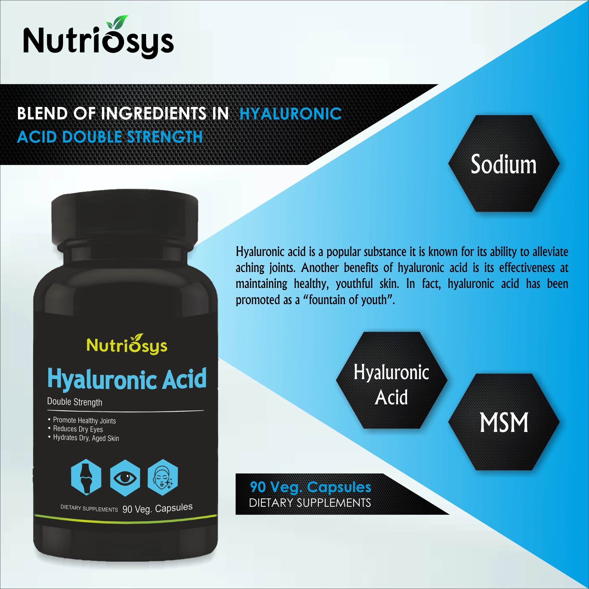 Nutriosys Hyaluronic Acid Double Strength - 90 Capsules - Image 7