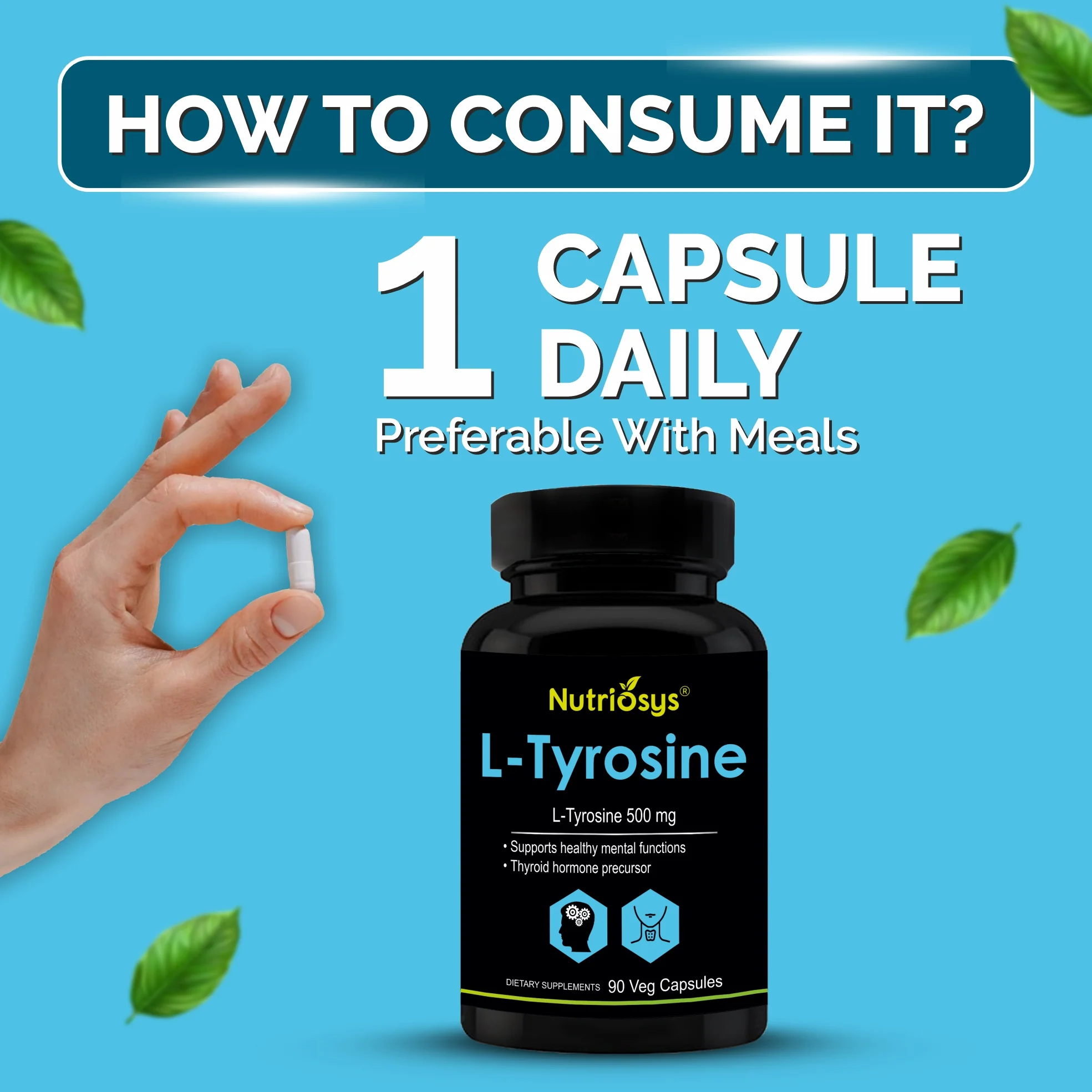 Nutriosys L-Tyrosine 500mg - 90 Capsules - Image 4