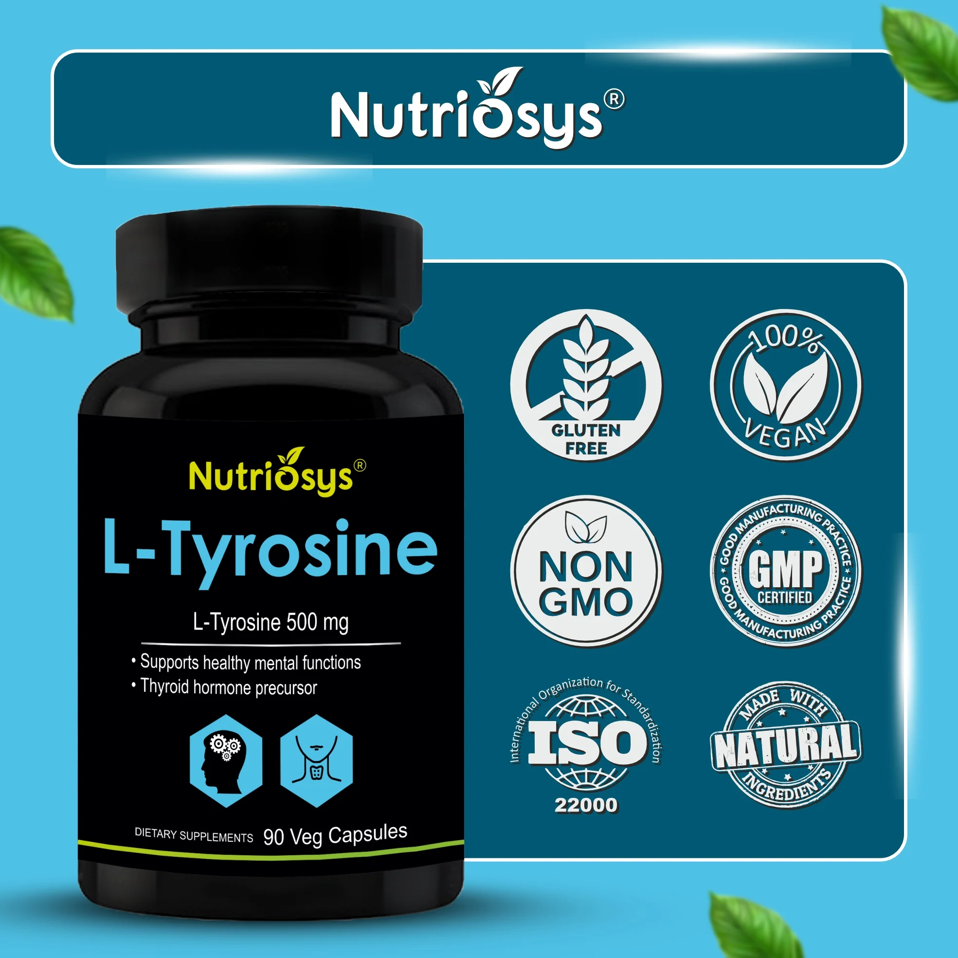 Nutriosys L-Tyrosine 500mg - 90 Capsules - Image 5